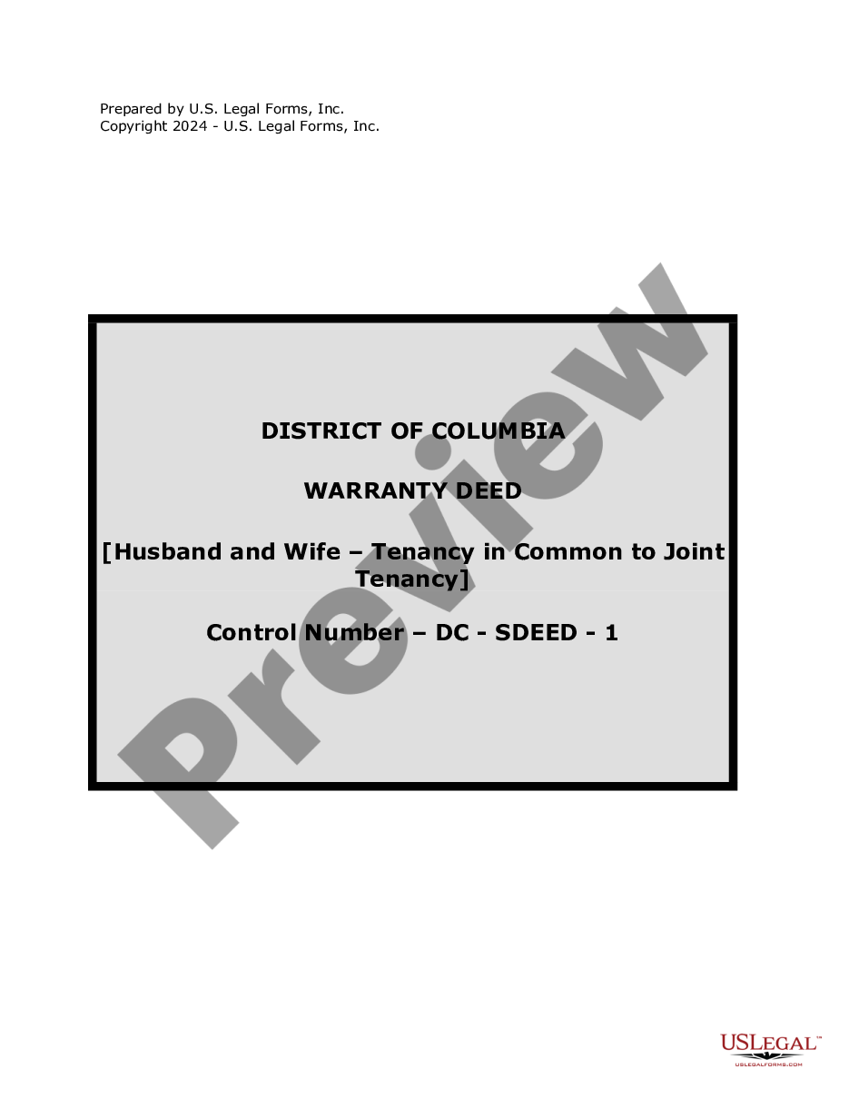 page 0 Warranty Deed for Husband and Wife Converting Property from Tenants in Common to Joint Tenancy preview