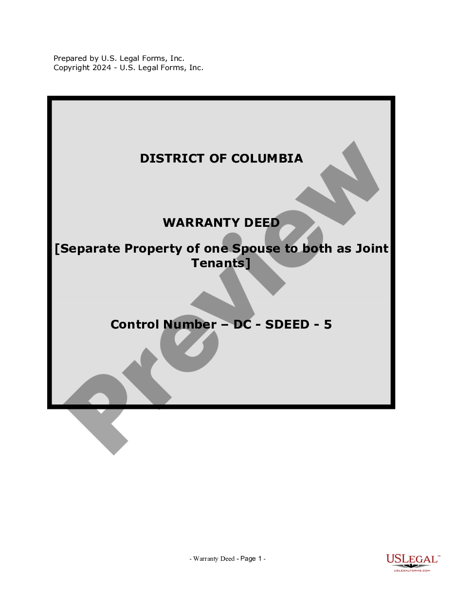 page 0 Warranty Deed to Separate Property of one Spouse to both as Joint Tenants preview
