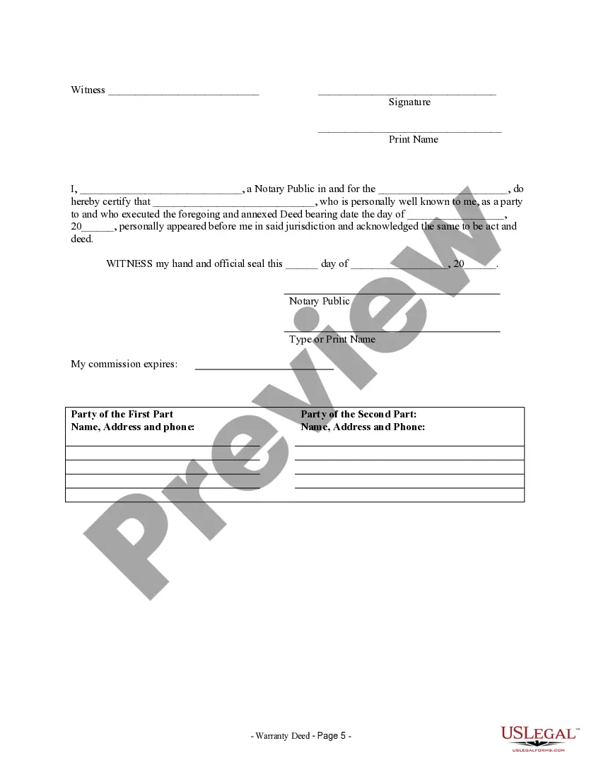 Preview Warranty Deed to Separate Property of one Spouse to both as Joint Tenants