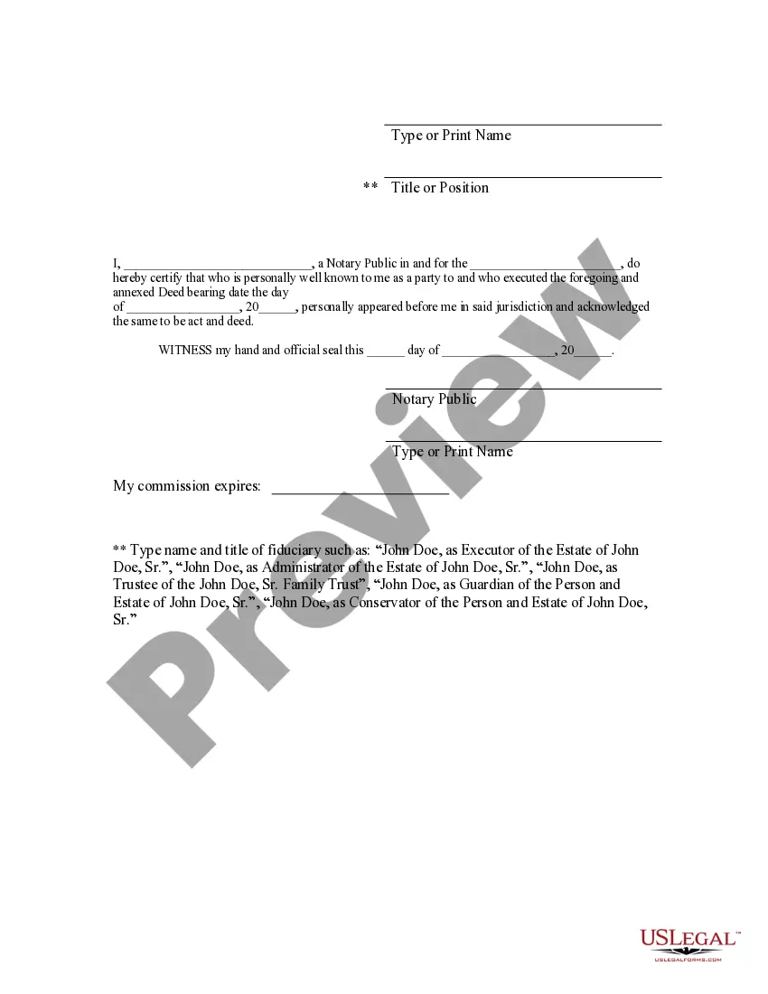 Preview Fiduciary Deed for Executors, Trustees, and other Fiduciaries