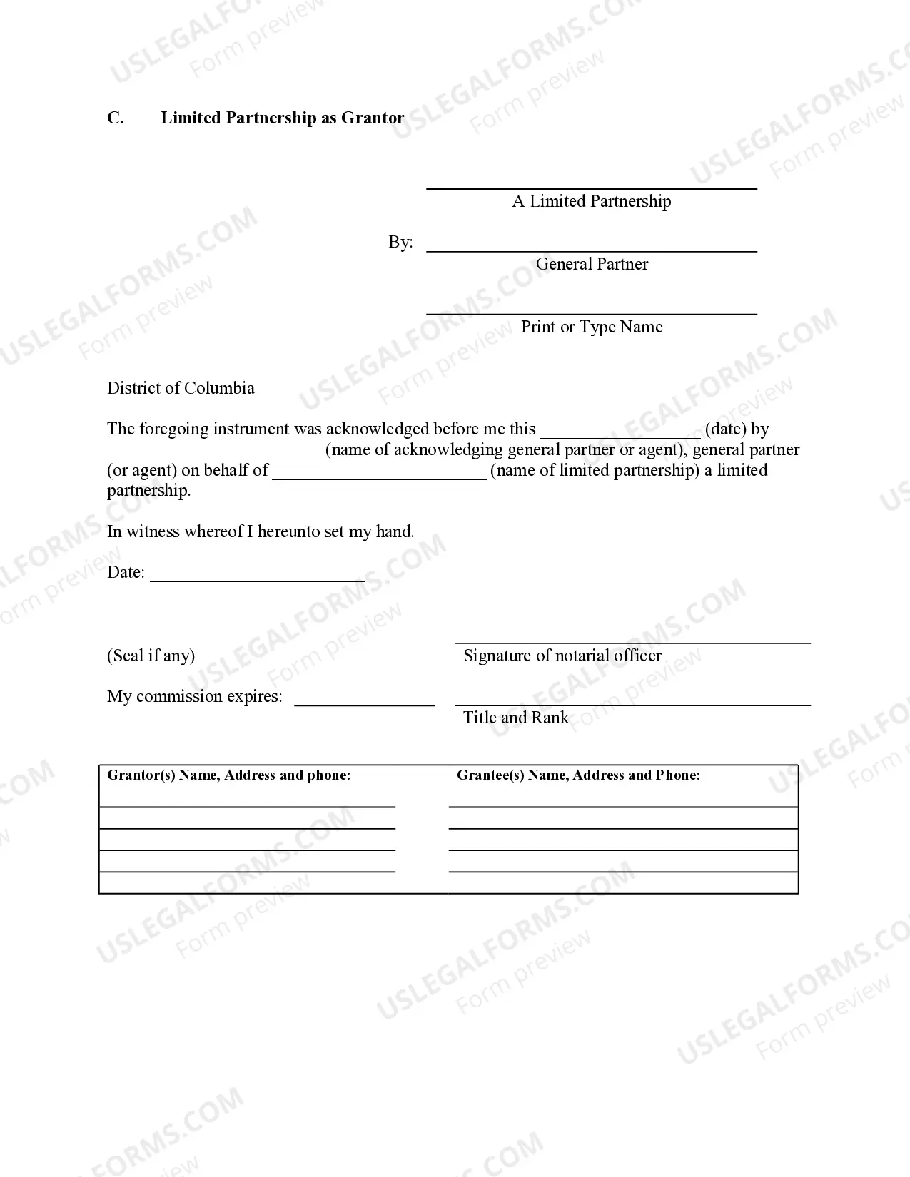 Preview Warranty Deed from Individuals, Limited Partnership or LLC is the Grantor or Grantee