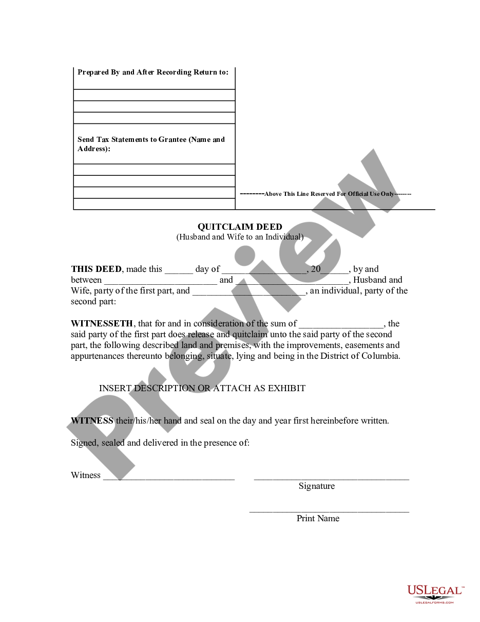 page 3 Quitclaim Deed from Husband and Wife to Individual preview