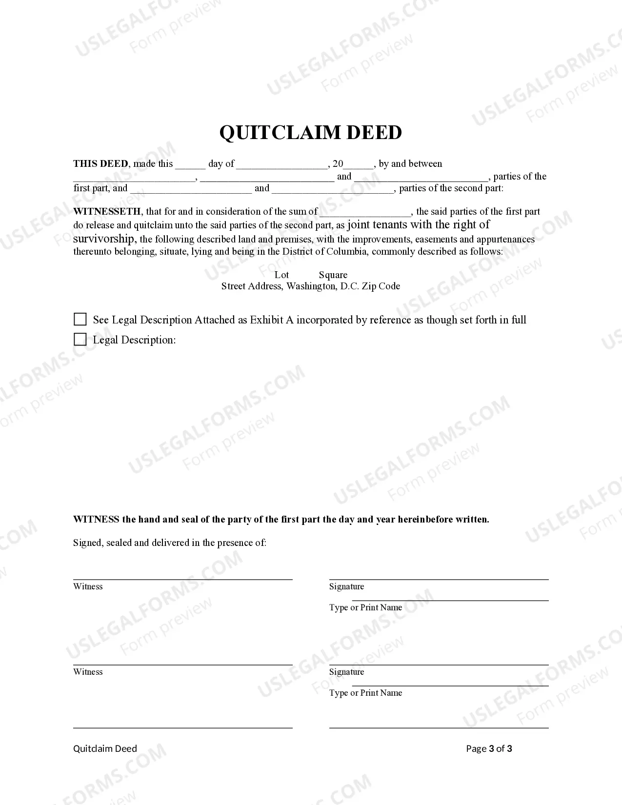 Preview Quitclaim Deed from Three Individuals to Two Individuals