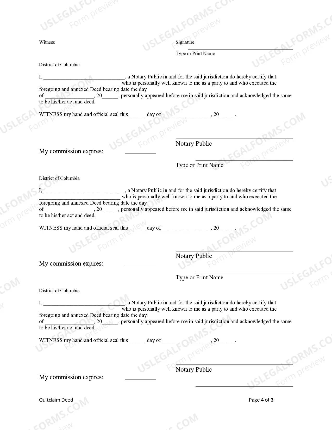 Preview Quitclaim Deed from Three Individuals to Two Individuals