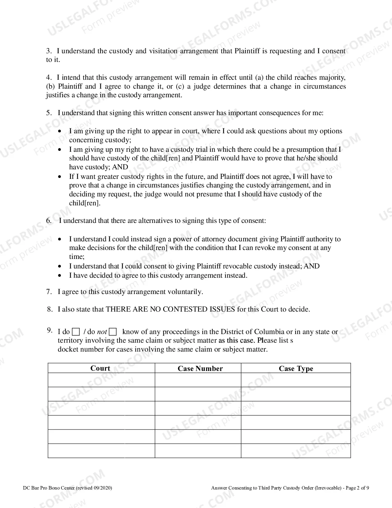 Preview Answer Consenting To Third Party Custody Order Modifiable By Agreement Or Court Order