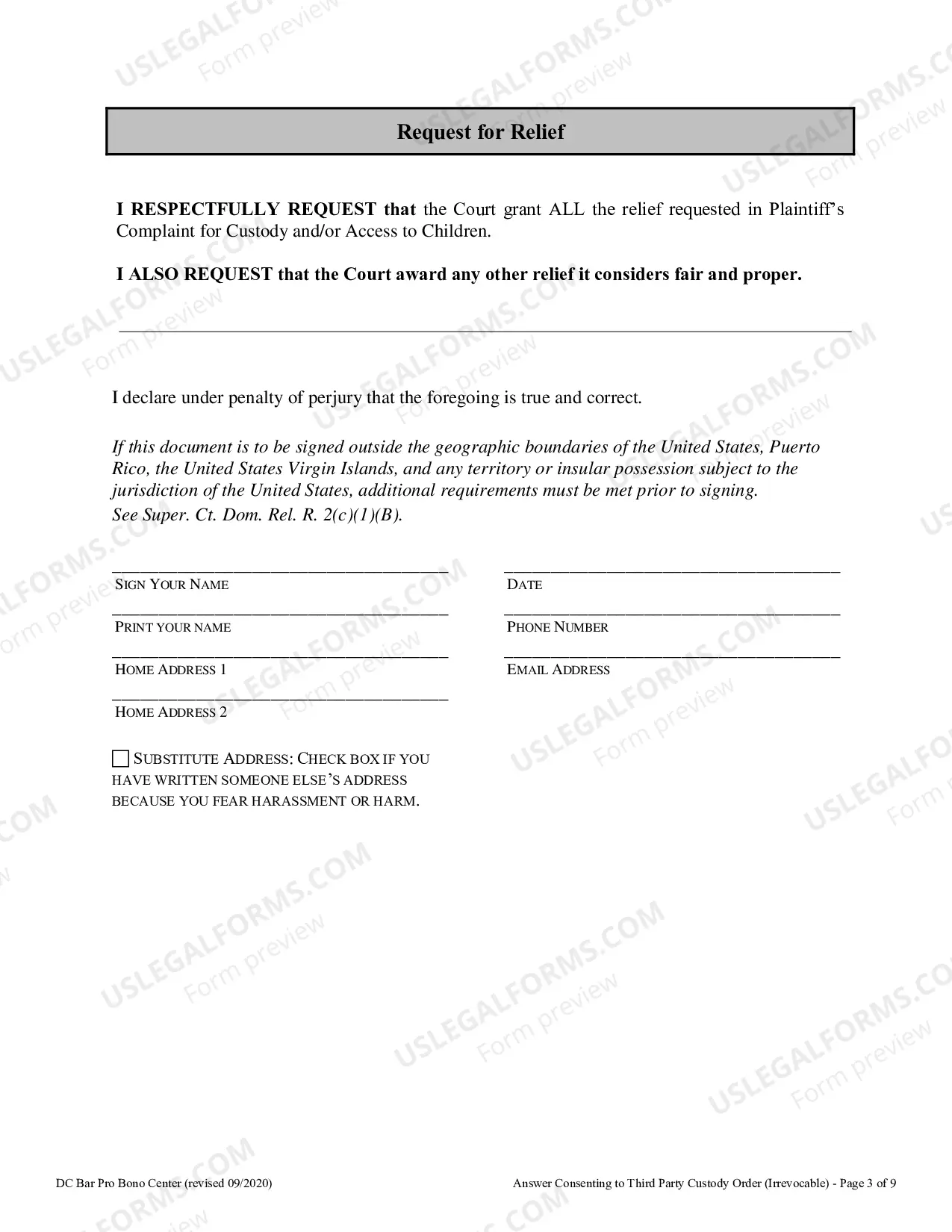 Preview Answer Consenting To Third Party Custody Order Modifiable By Agreement Or Court Order