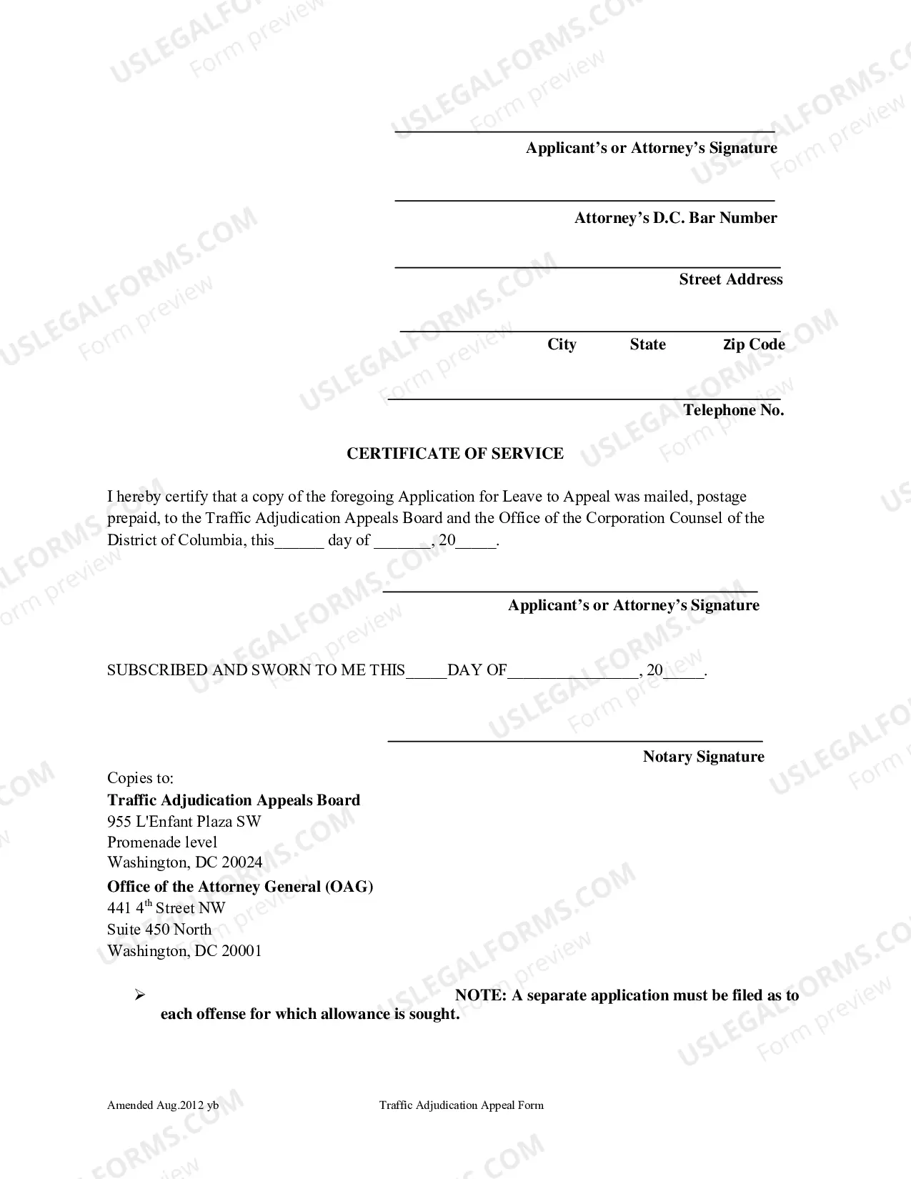Preview Application For Leave To Appeal From The Traffic Adjudication Appeals Board