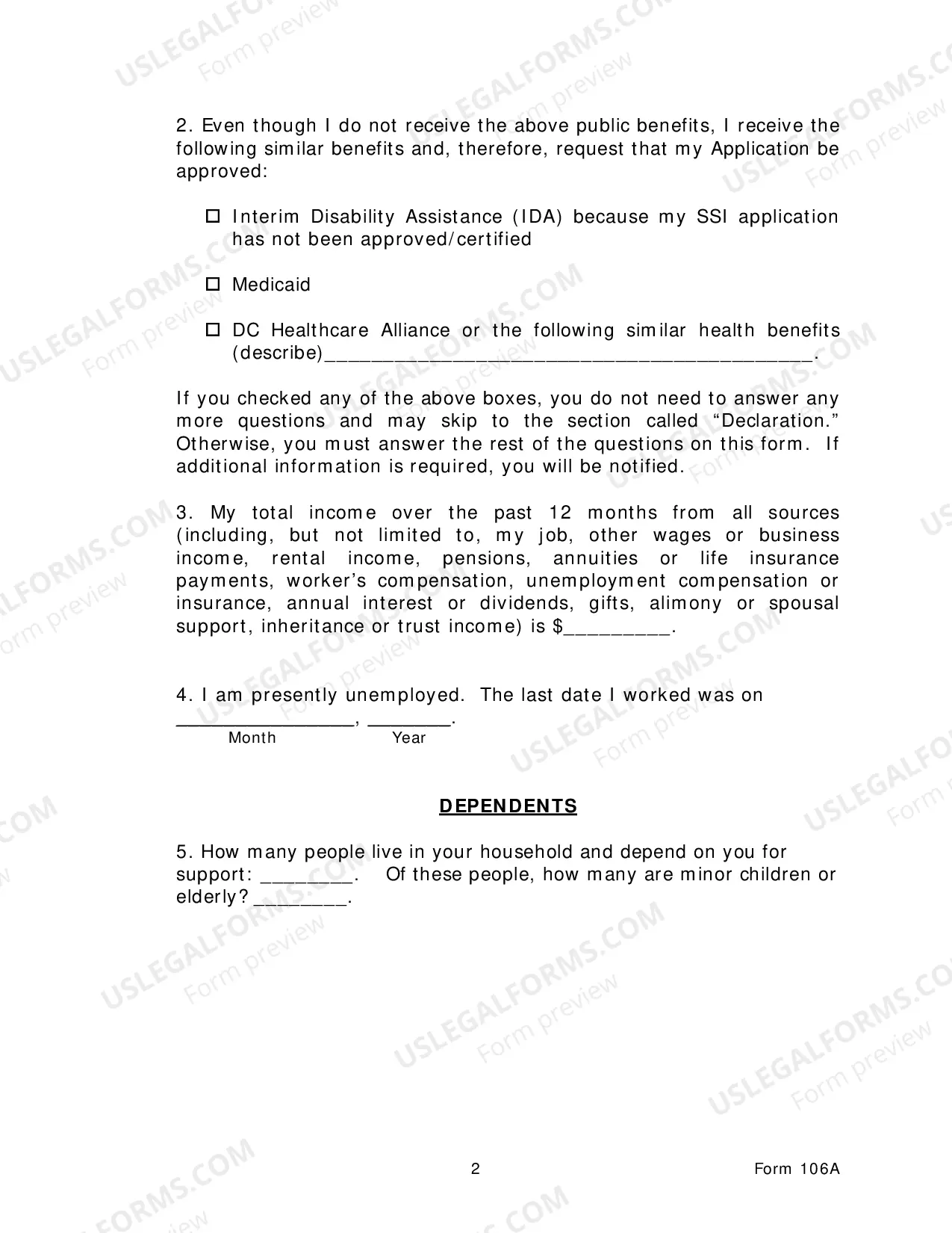 Preview Application To Proceed In Forma Pauperis-Civil Actions