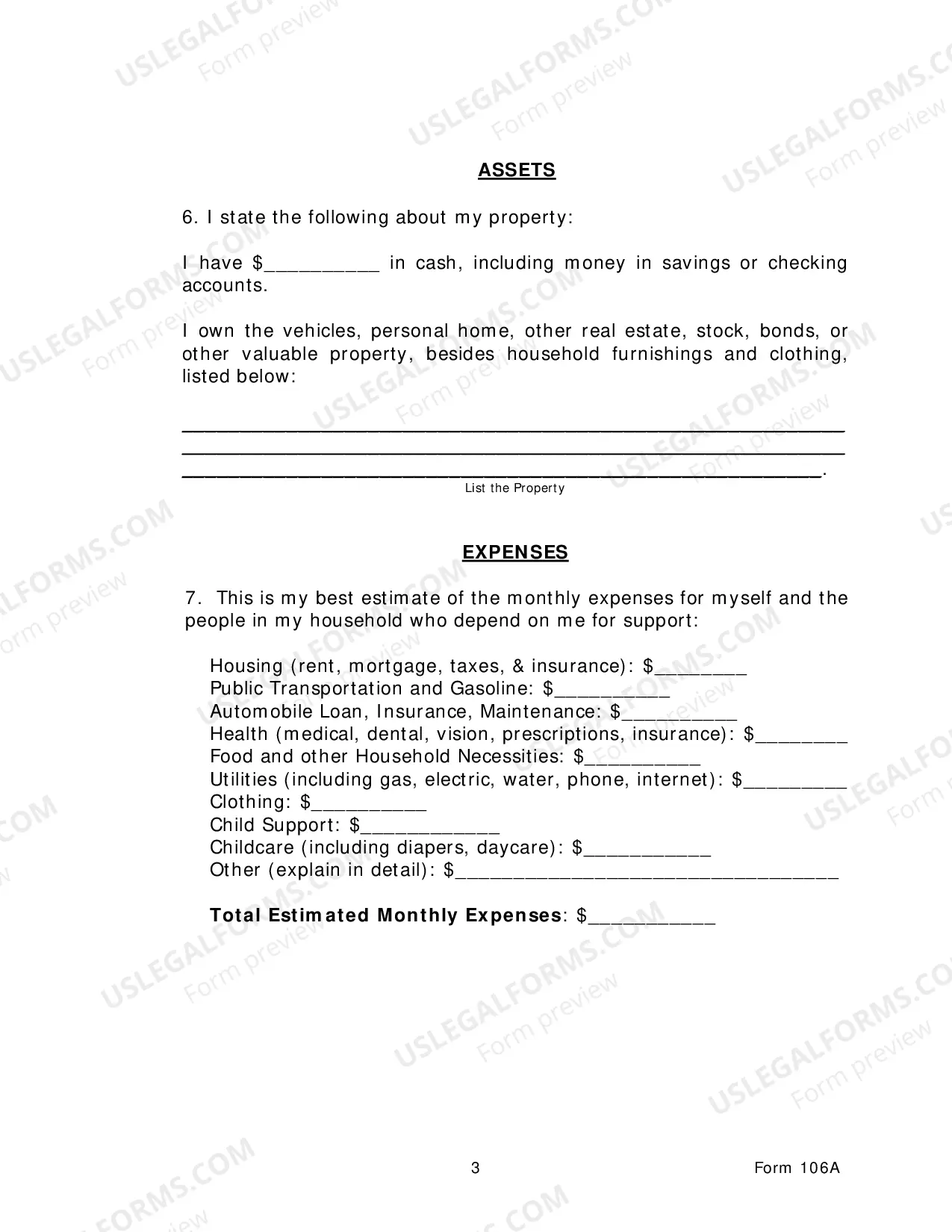 Preview Application To Proceed In Forma Pauperis-Civil Actions