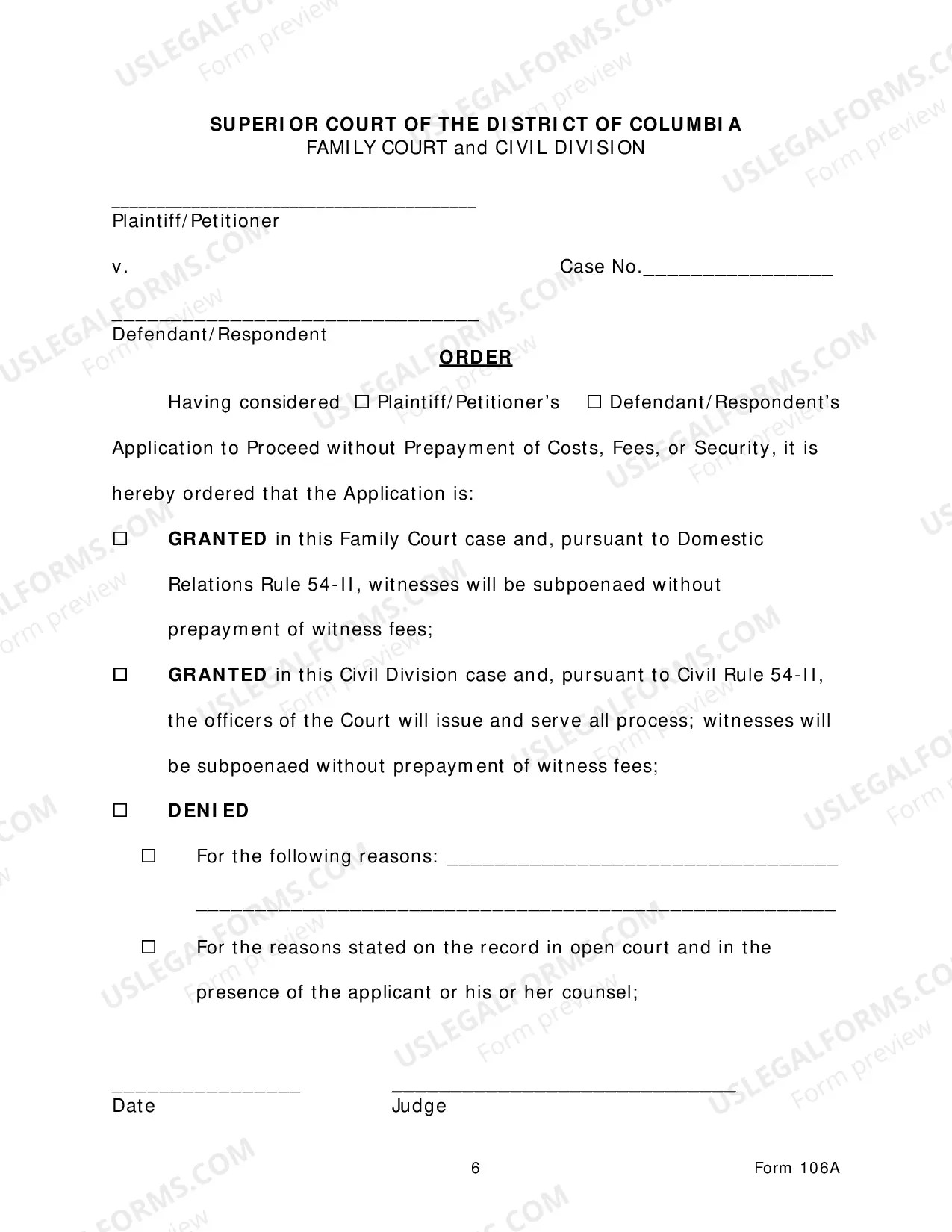 Preview Application To Proceed In Forma Pauperis-Civil Actions