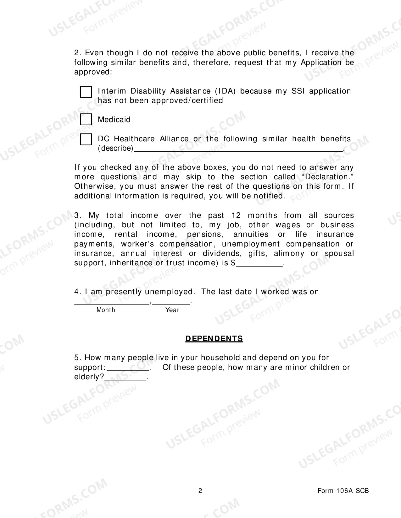 Preview Application To Proceed Without Prepayment of Costs -Small Claims