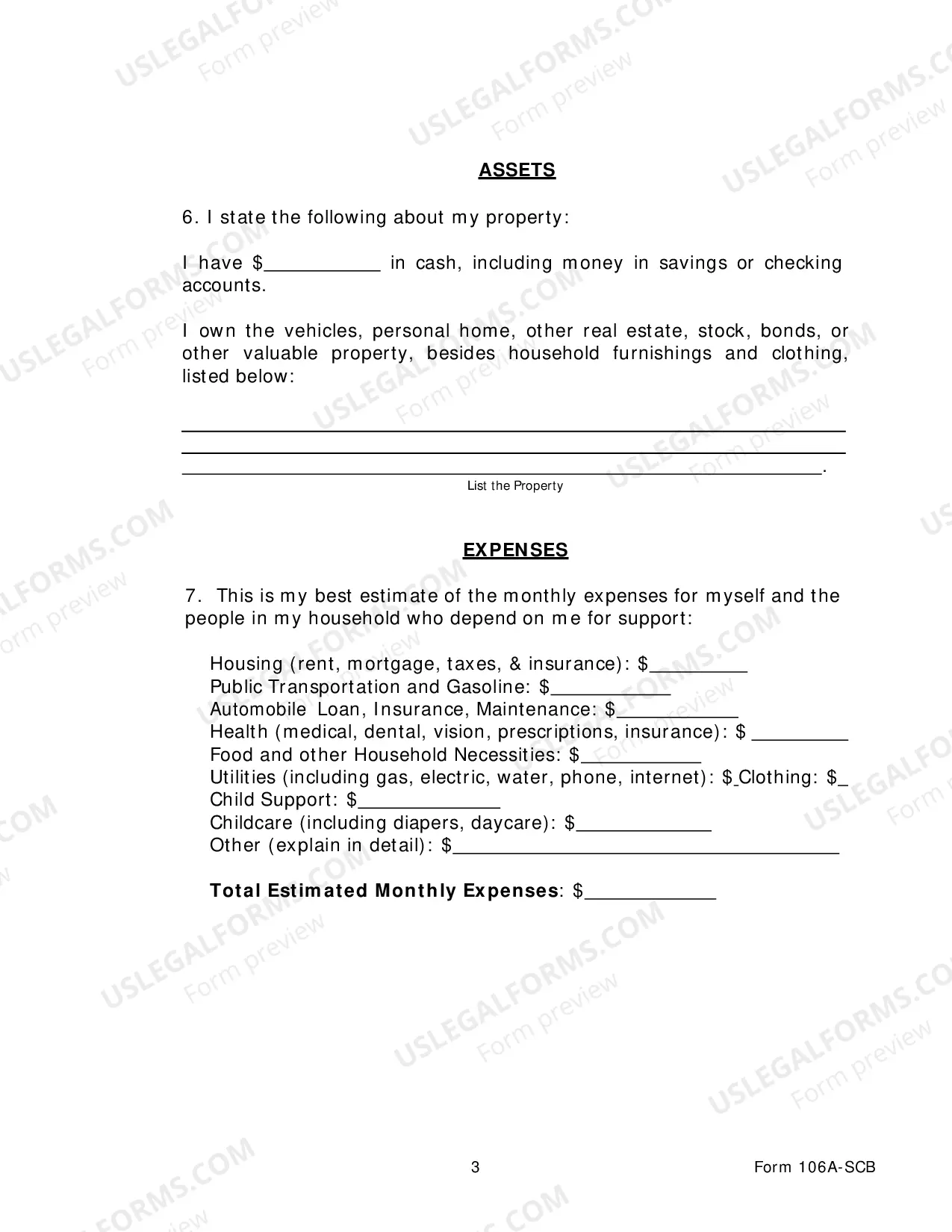 Preview Application To Proceed Without Prepayment of Costs -Small Claims