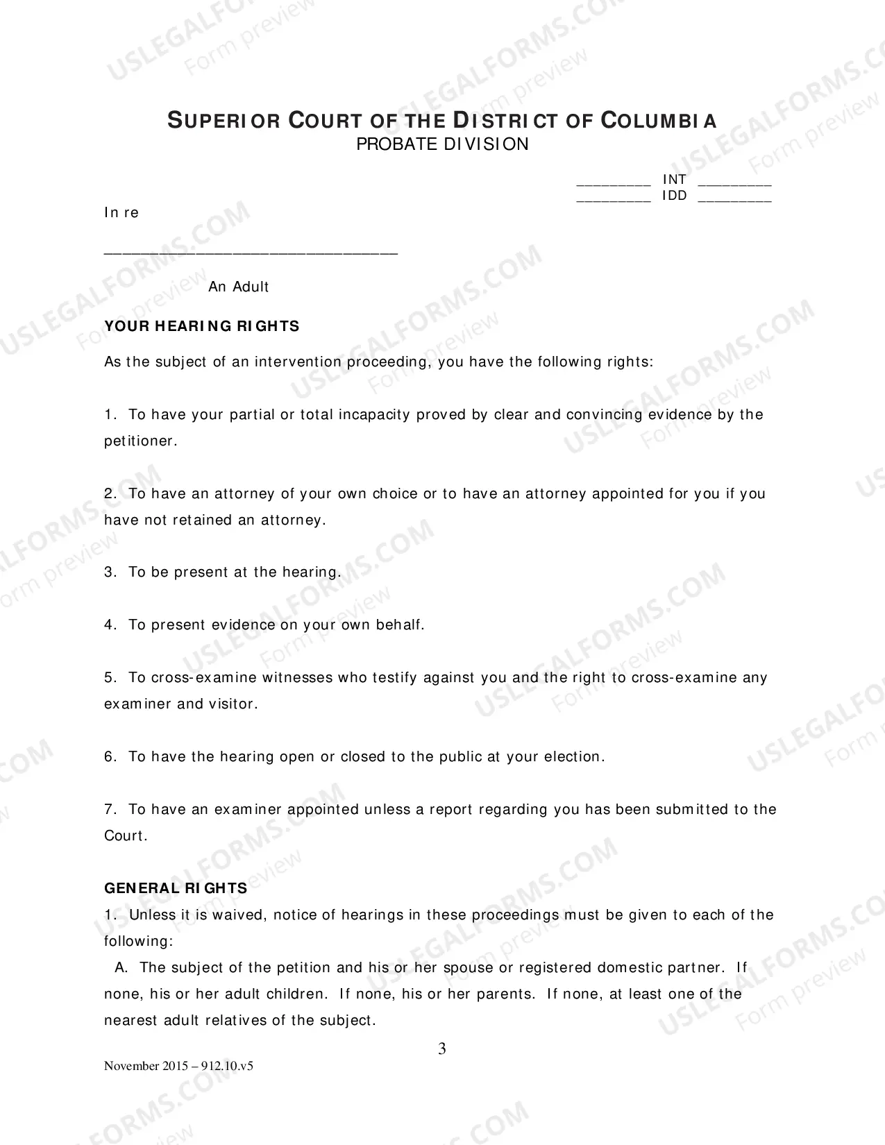 Preview Case Initiation (Int)-Notice of Initial Hearing To Subject