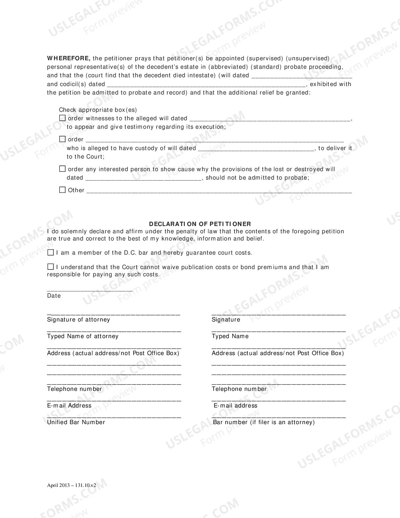 Preview Case Initiation-Abbreviated Probate (Adm)-Petition For Probate