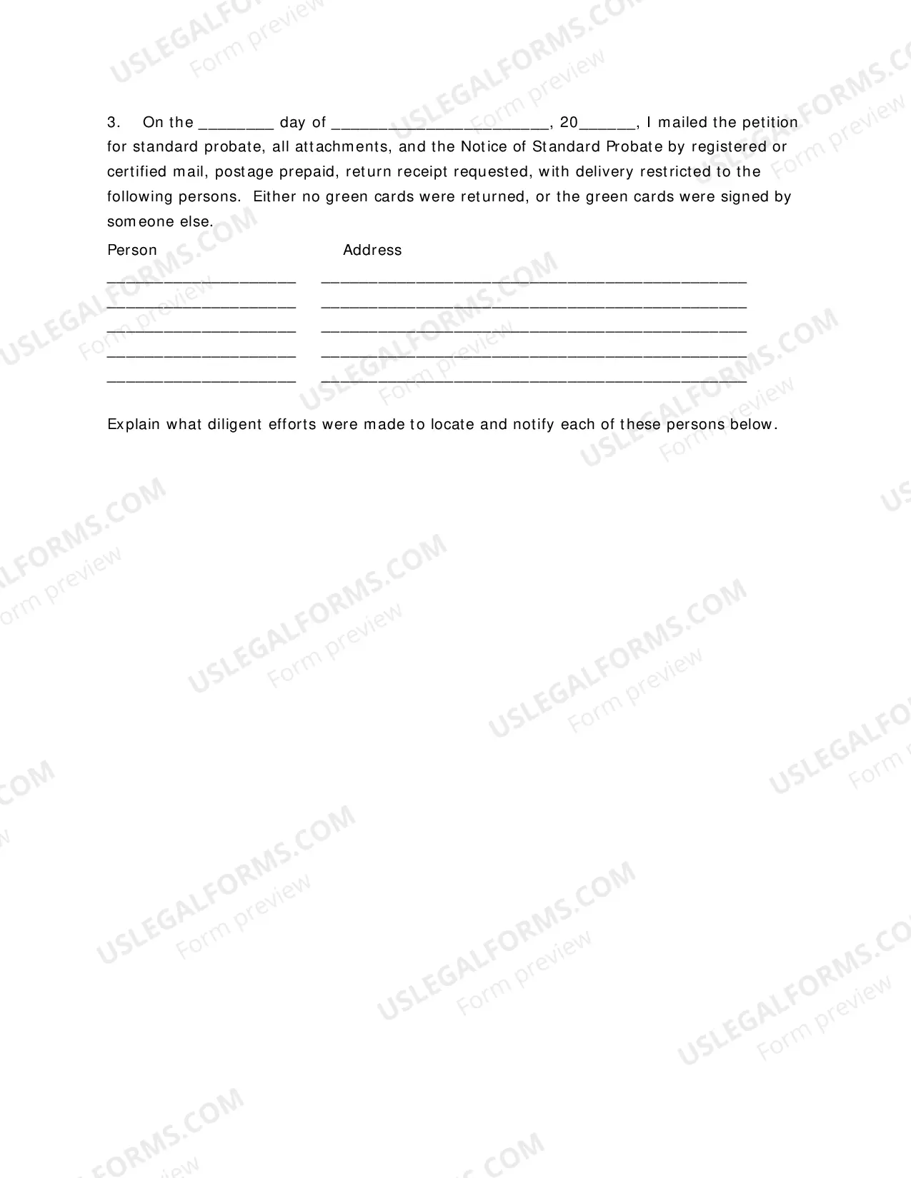 Preview Case Initiation-Standard Probate (Adm)-Verified Statement Regarding Service of Petition For Standard Probate