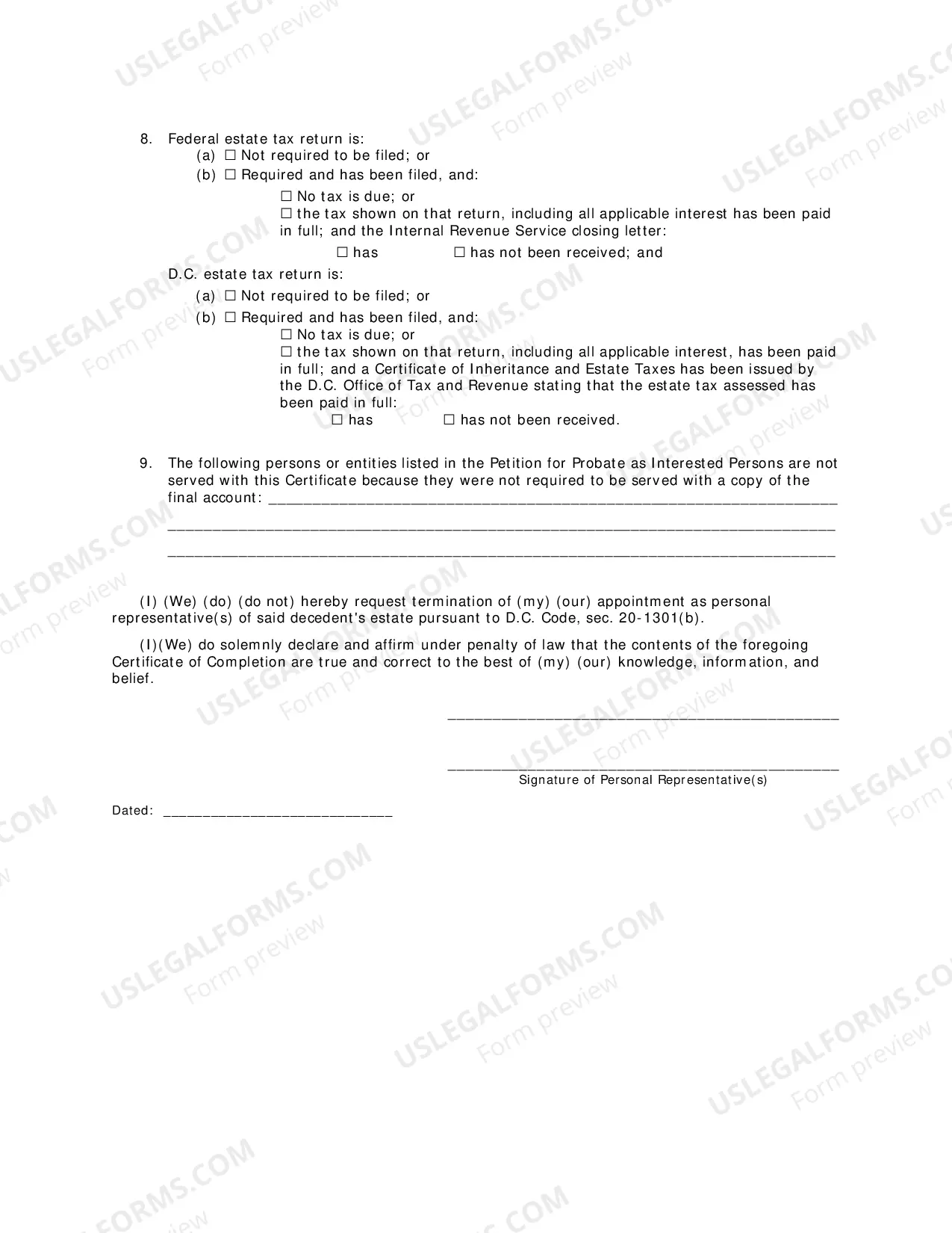 Preview Certificate of Completion
