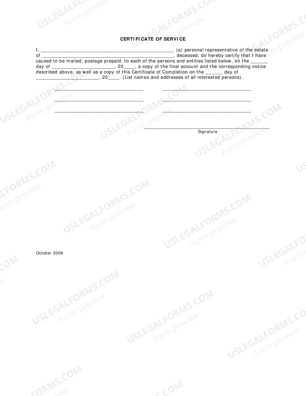 Preview Certificate of Completion