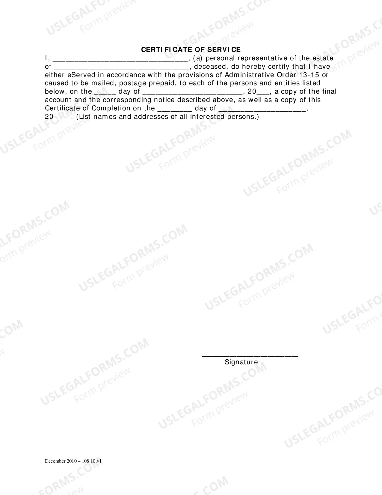 Preview General Forms (Adm)-Certificate of Completion