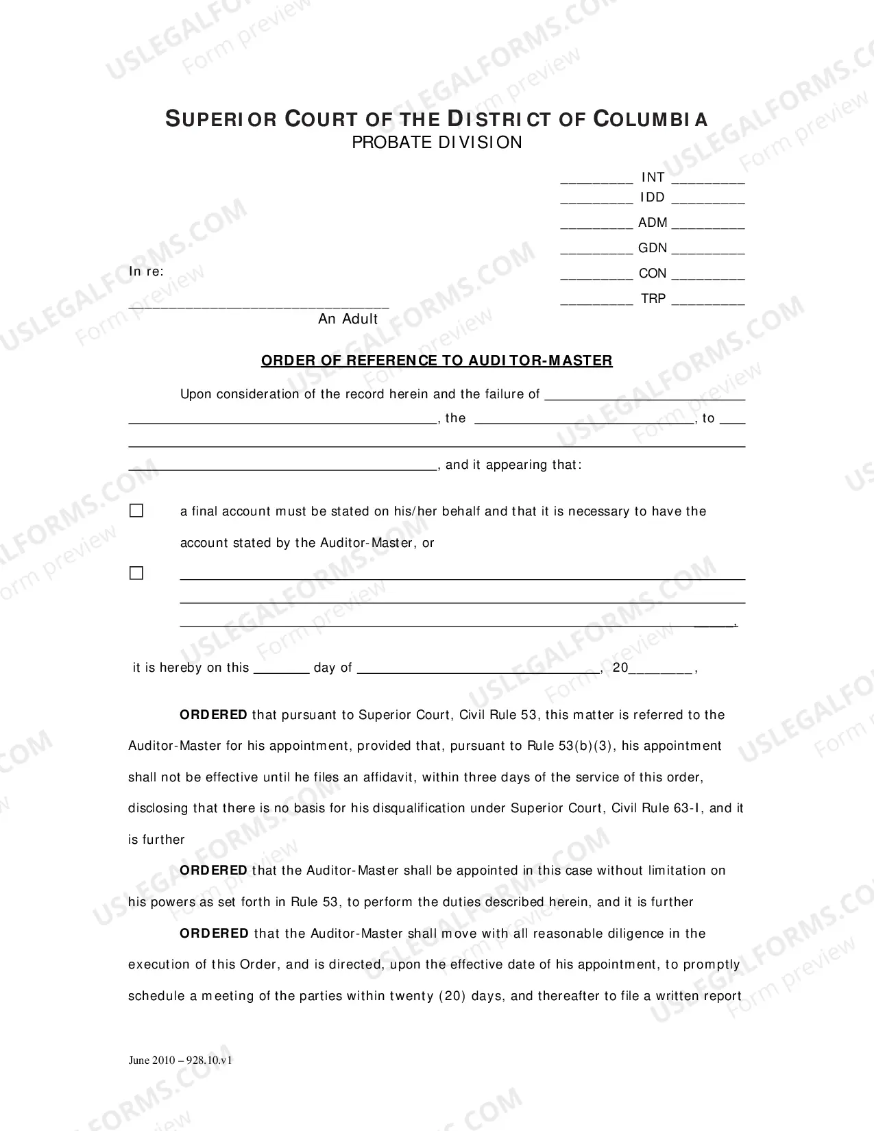 Preview General Forms (Con)-Petition For Referral To Auditor-Master and Order