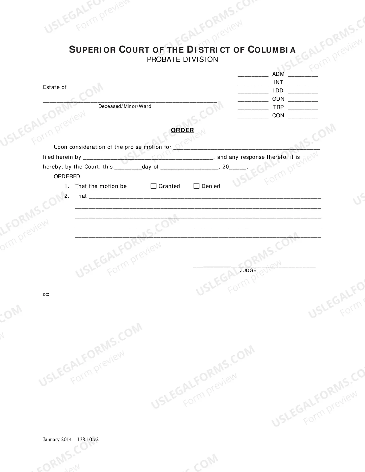 Preview General Forms (Con)-Pro Se Motion and Order