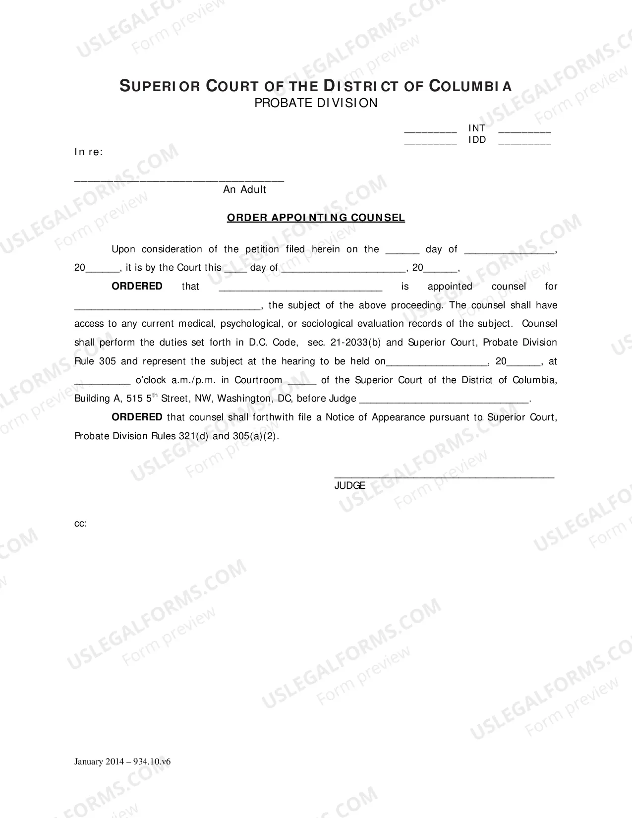 Preview General Forms (Int)-Petition Post Appointment and Order, Order Appointing Counsel, Notice of Hearing On Subsequent Petition, Notice of Right To Respond and/Or Request An Oral Hearing