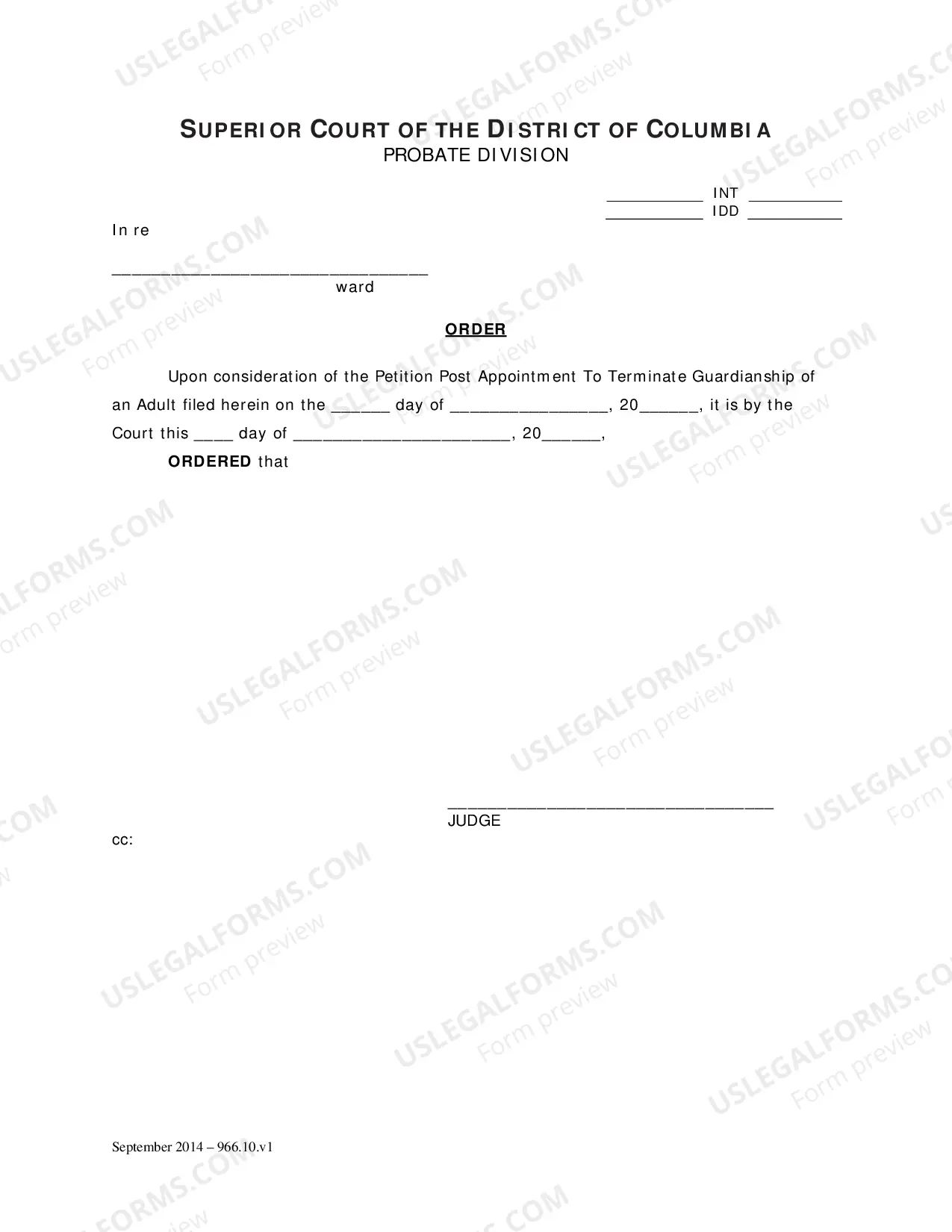 Preview General Forms (Int)-Petition Post Appointment To Terminate Guardianship of A Living Ward