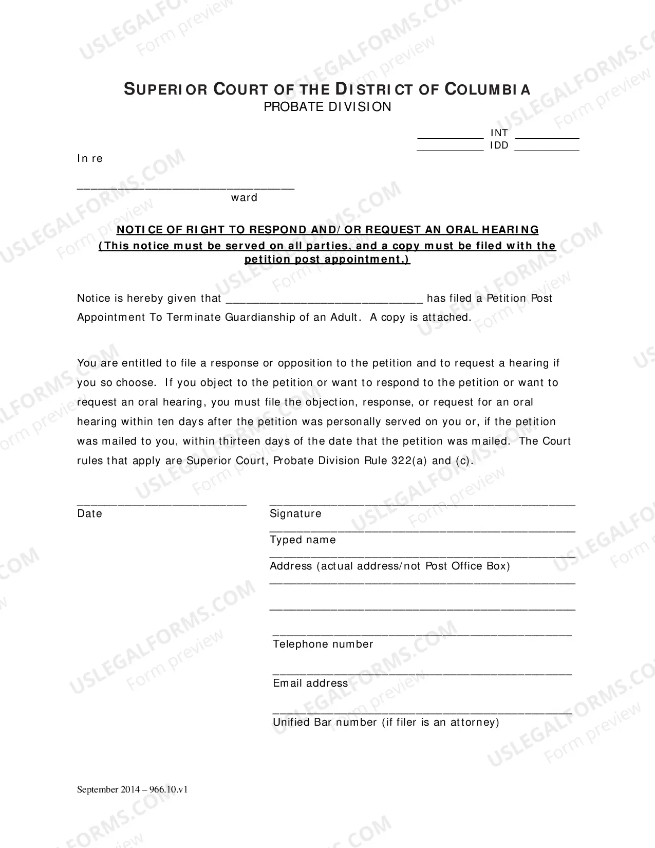Preview General Forms (Int) - Petition Post Appointment To Terminate Guardianship of A Living Ward