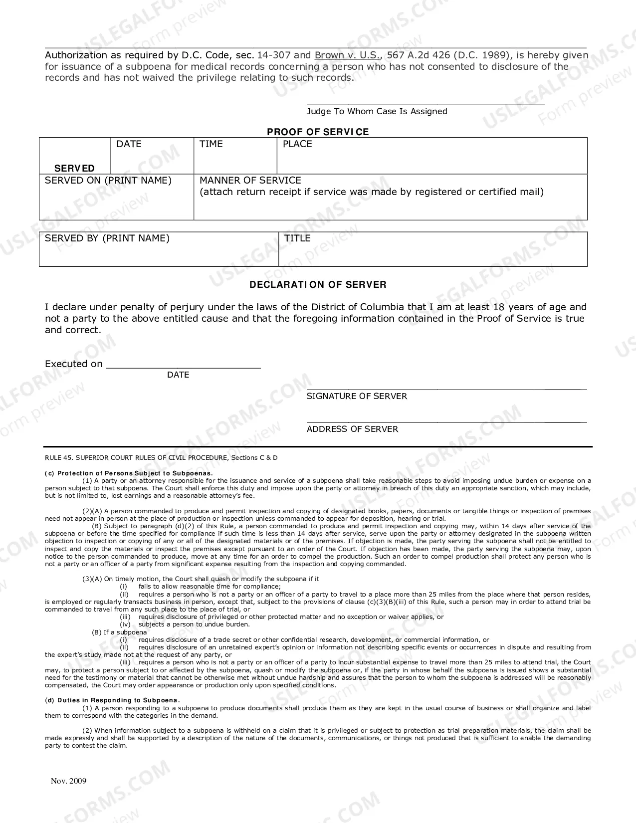 Preview Initial Hearing (Int)-Subpoena