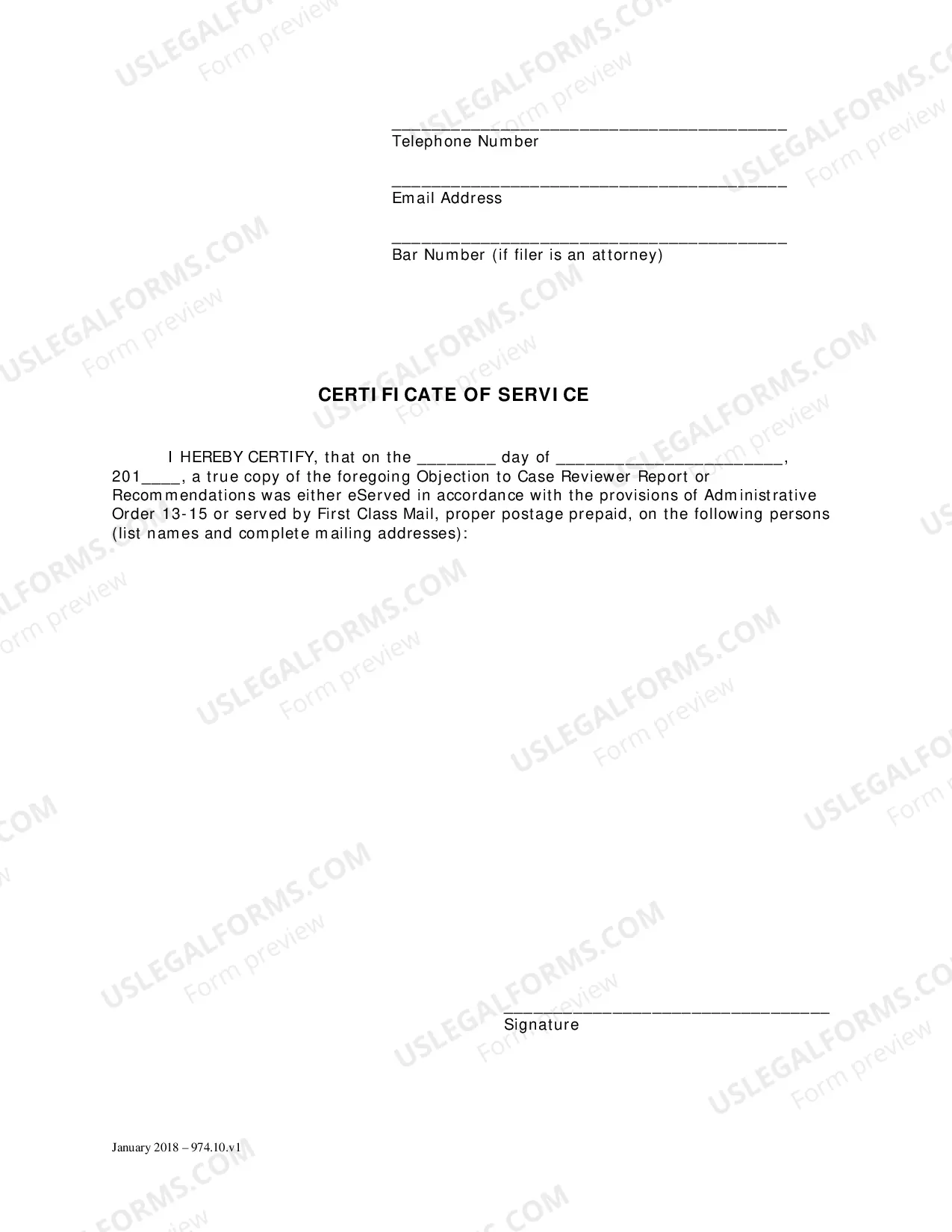 Preview Initial Hearing (Int) - Objection To Case Reviewer Report Or Recommendations