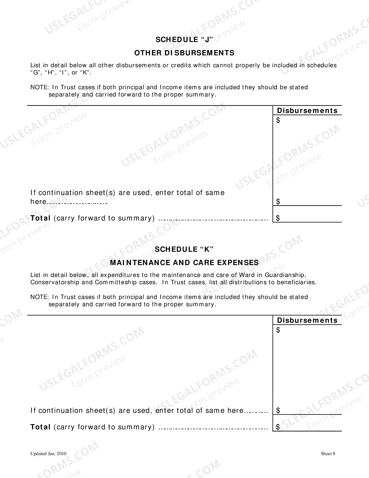 Preview Statement of Account (and All Attached Sheets) and Order and Order - For Decedents Dying On and After January 1, 1981
