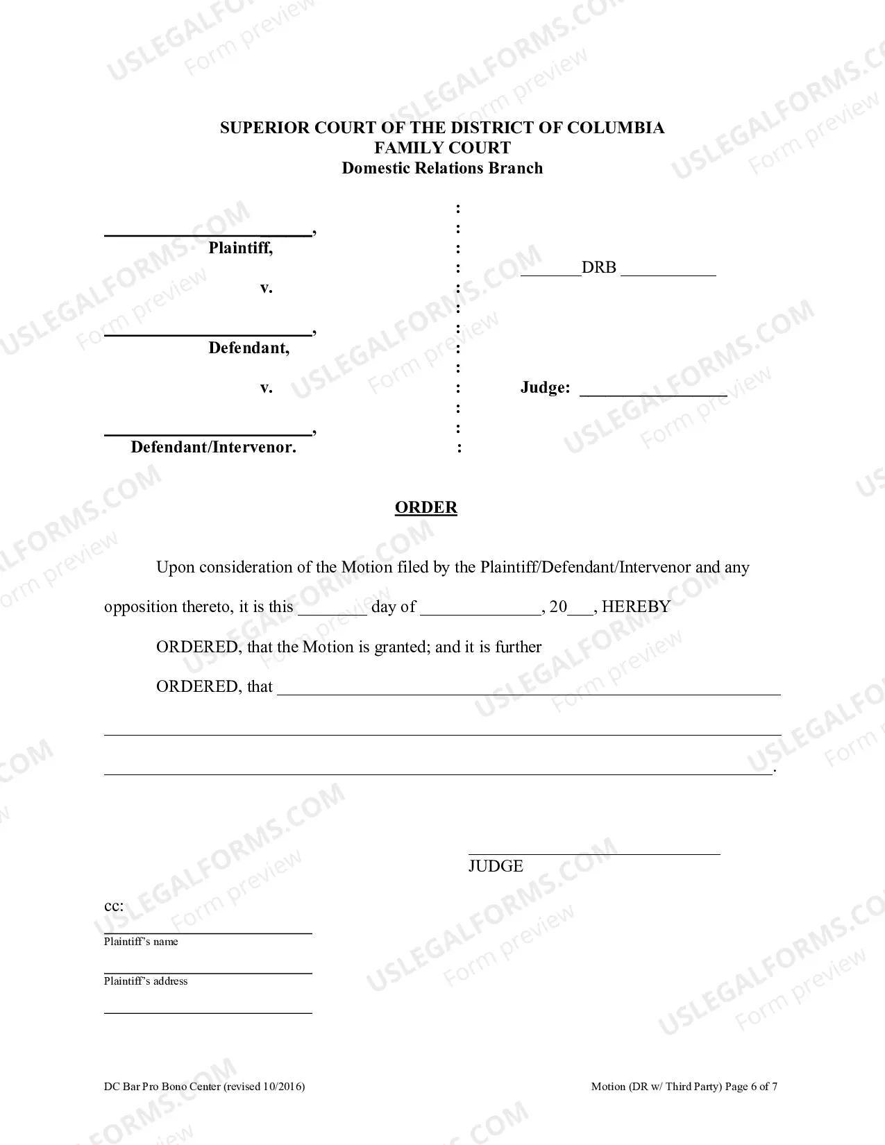 Preview Motion For Use In A Domestic Relations Case With Third Party