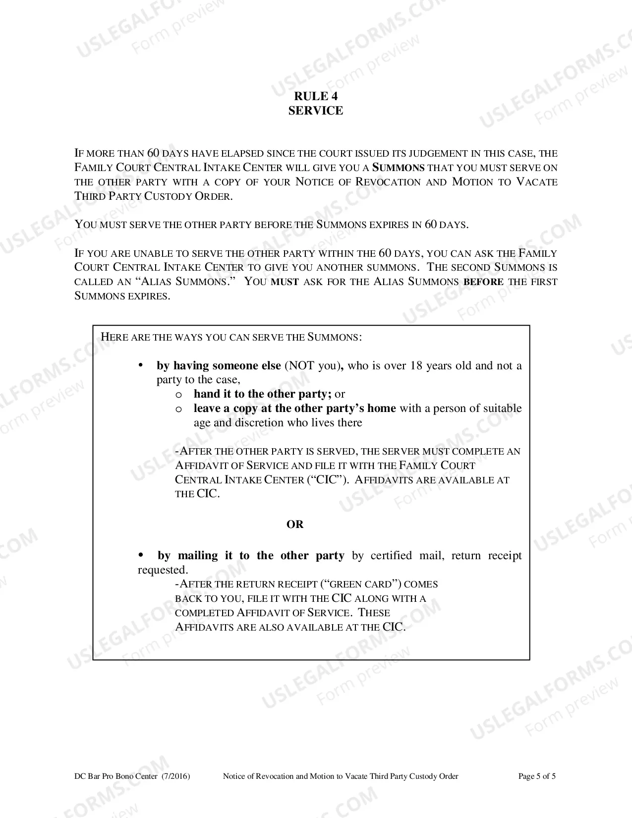 Preview Notice of Revocation and Motion To Vacate Third Party Custody Order