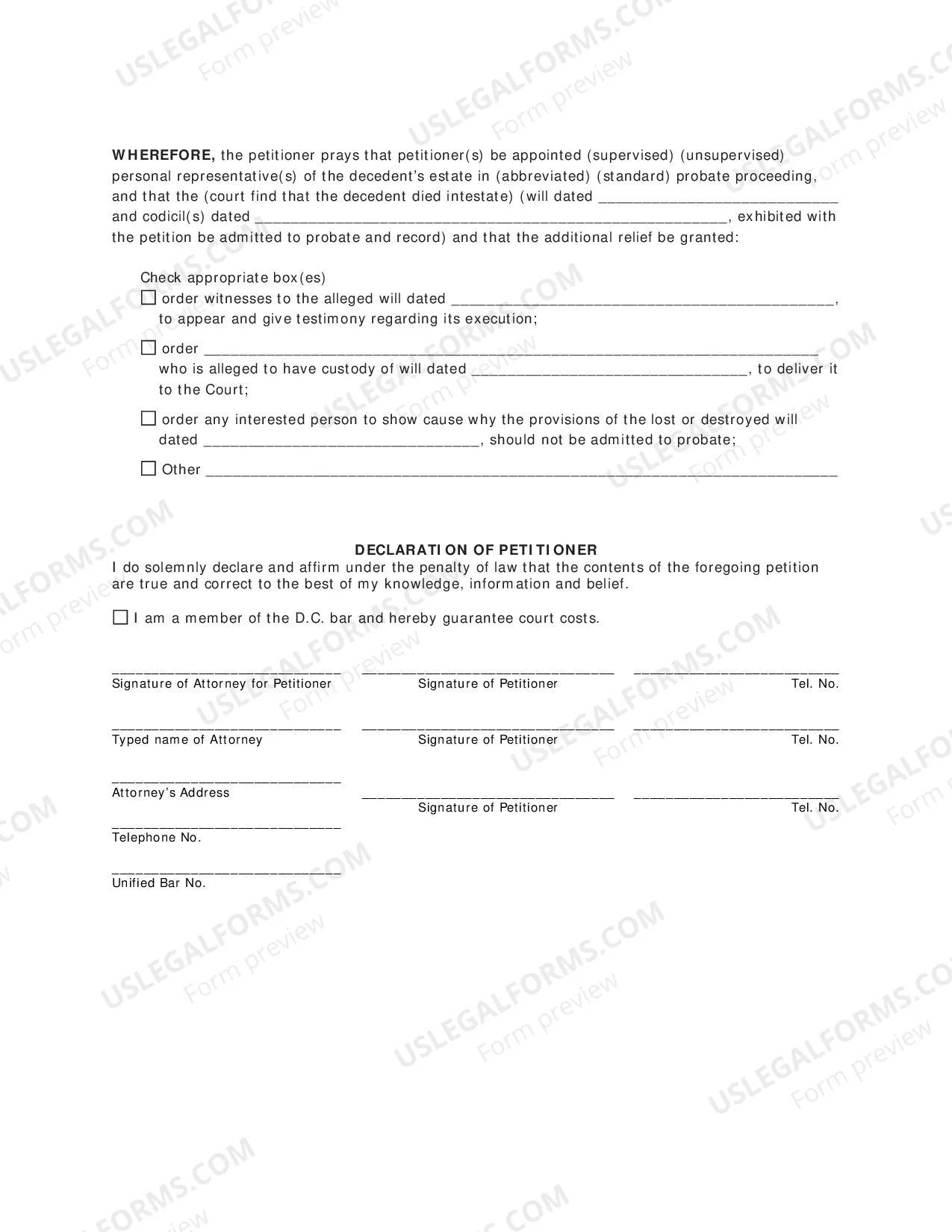 Preview Petition For Probate - For Decedents Dying On Or After July 1, 1995 To The Present