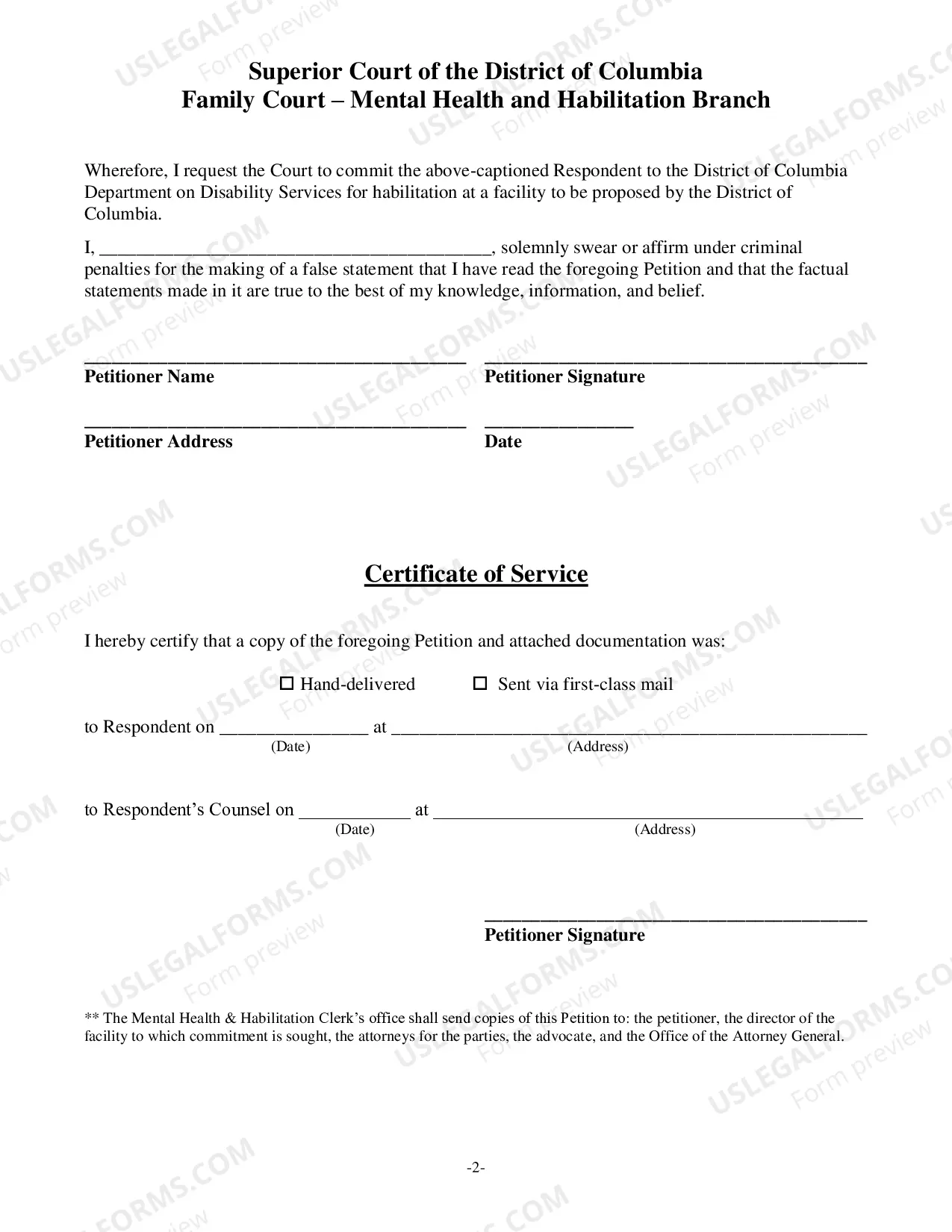 Preview Petition For The Civil Commitment