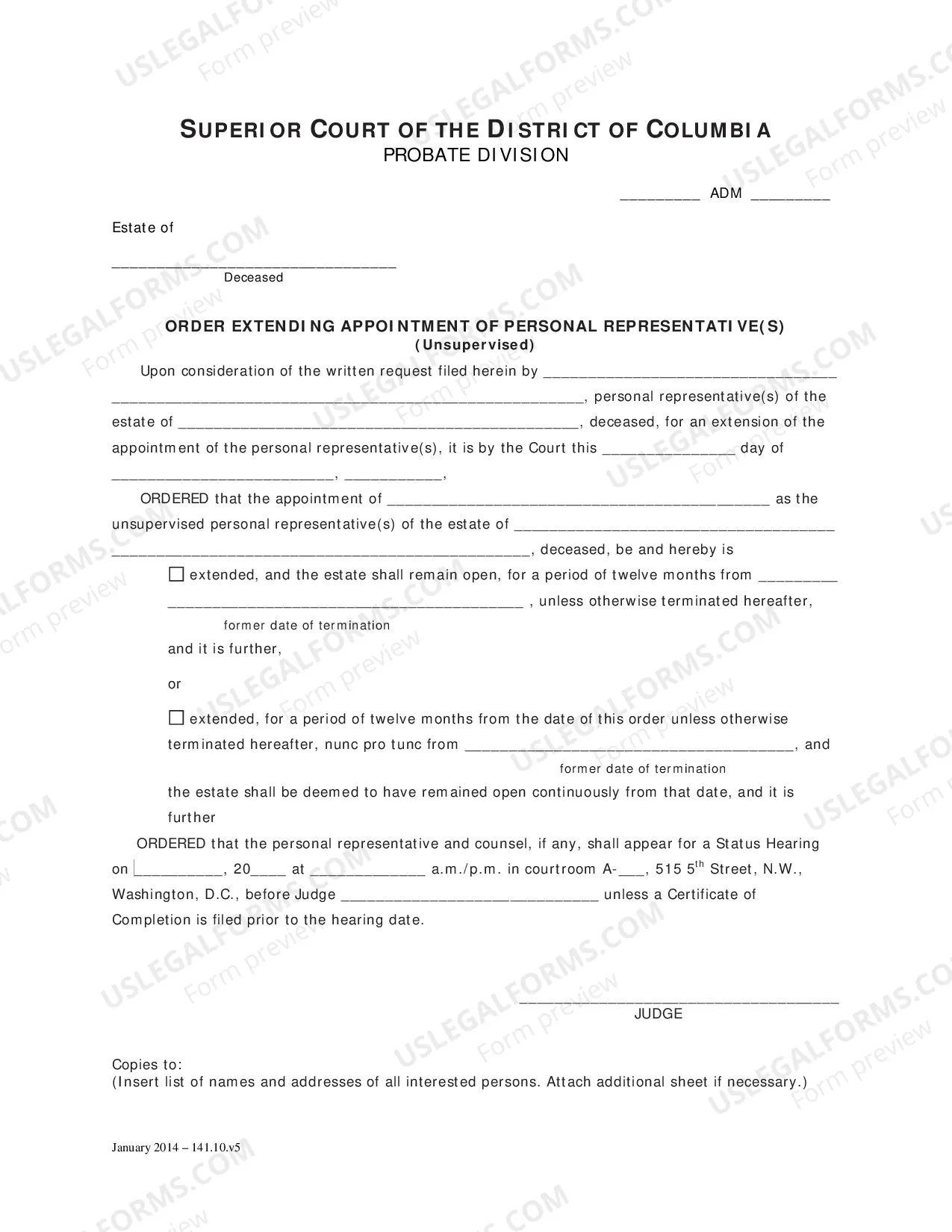 Preview General Forms (Adm)-Request For Extension of Personal Representative'S Appointment and Order