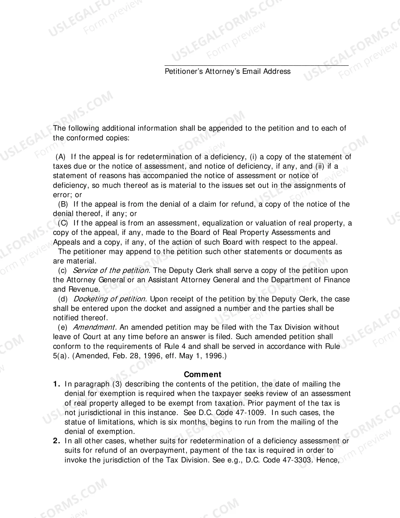 Preview Sample Real Property Tax Petition