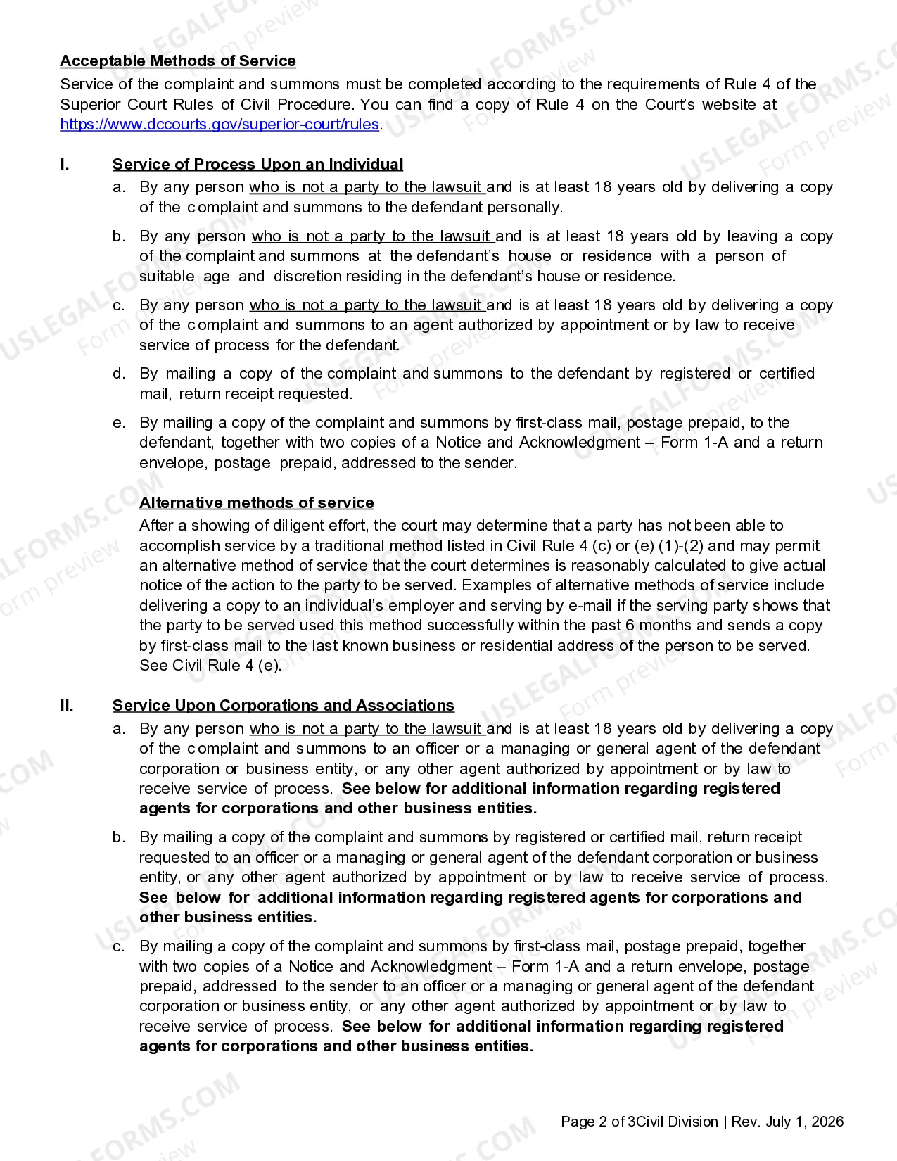 Preview Service of Housing Code Complaint and Summons Instruction Sheet