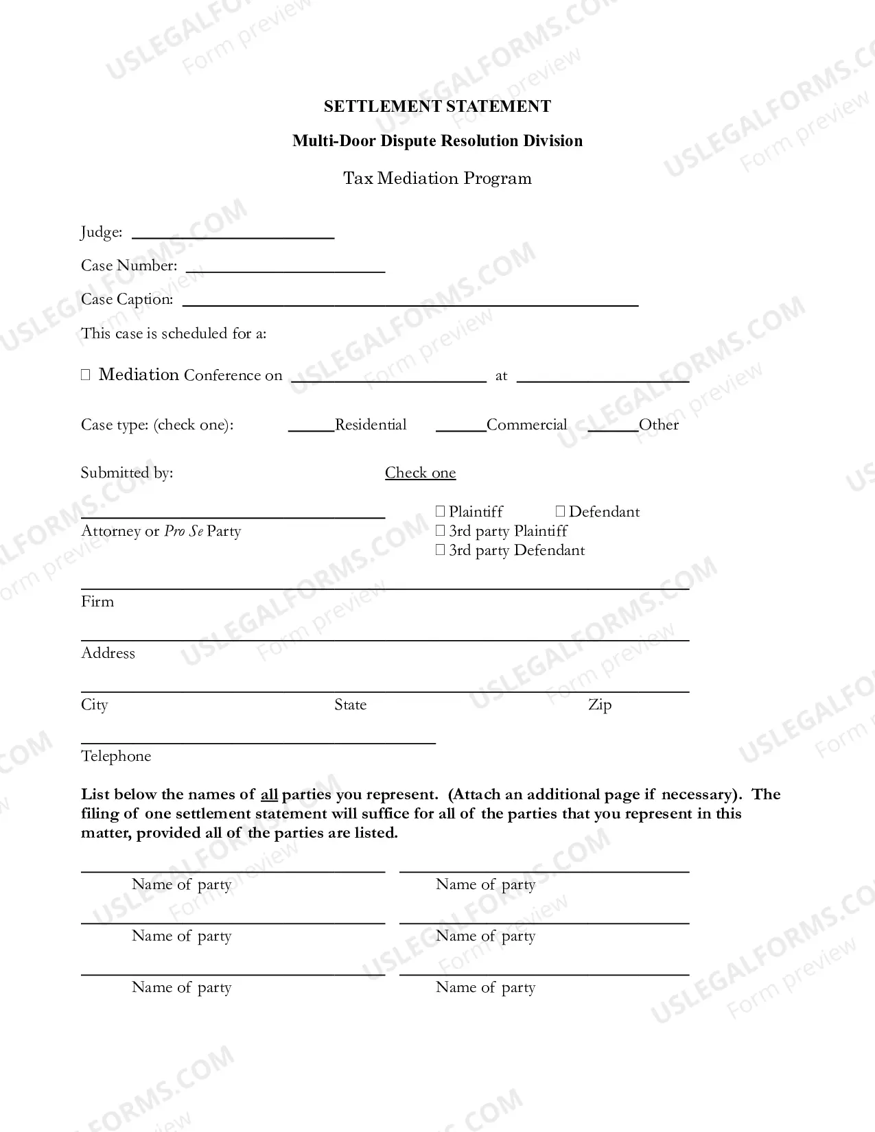 Preview Settlement Statement