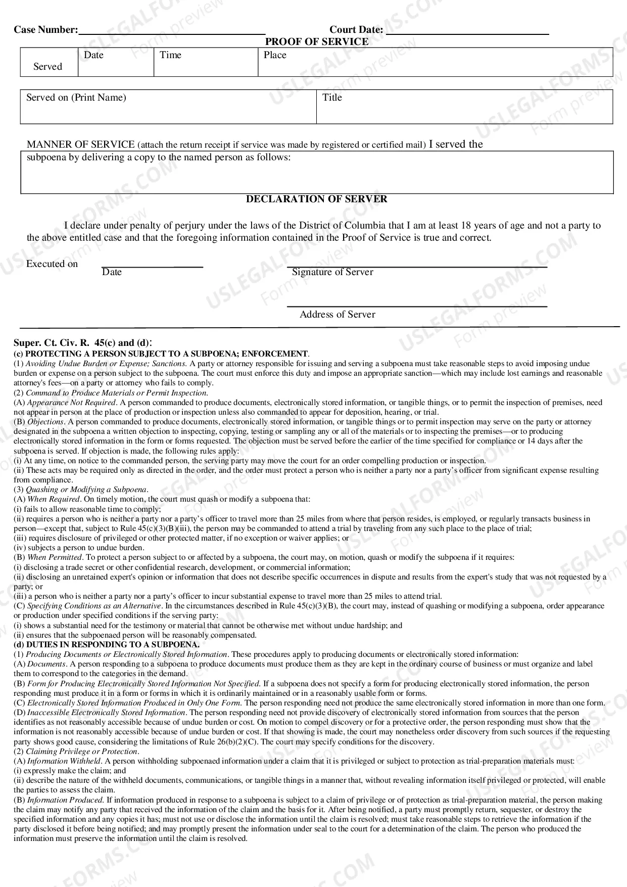 Preview Subpoena For Pro Se Litigants