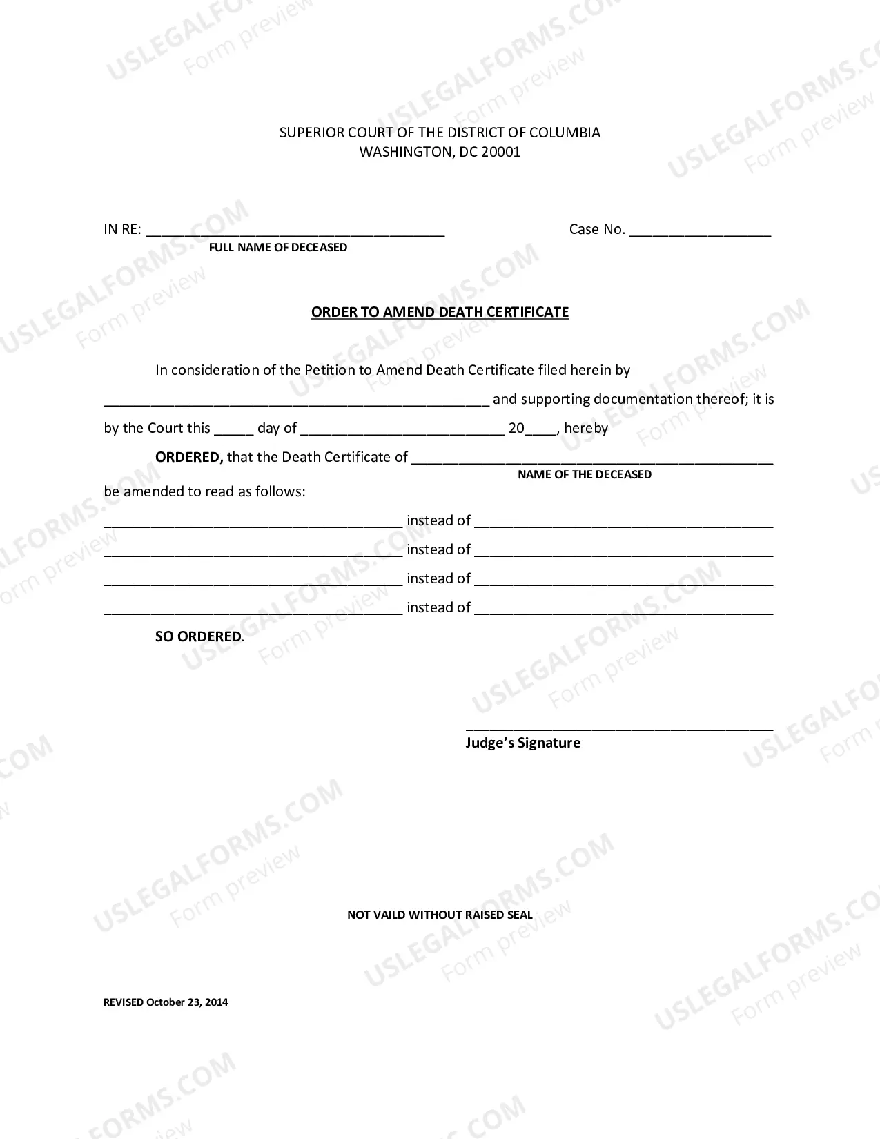 Preview Application To Amend Death Certificate
