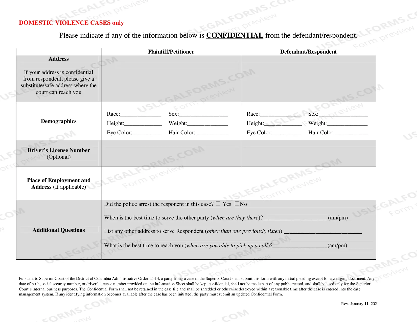 Preview Confidential Form