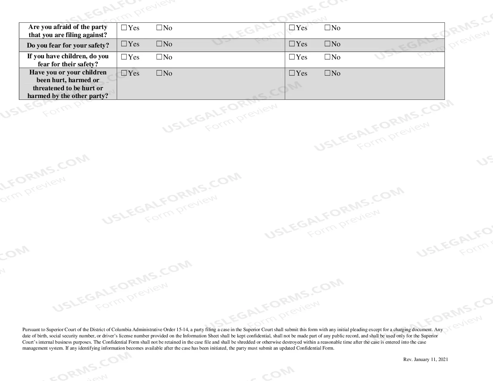 Preview Confidential Form