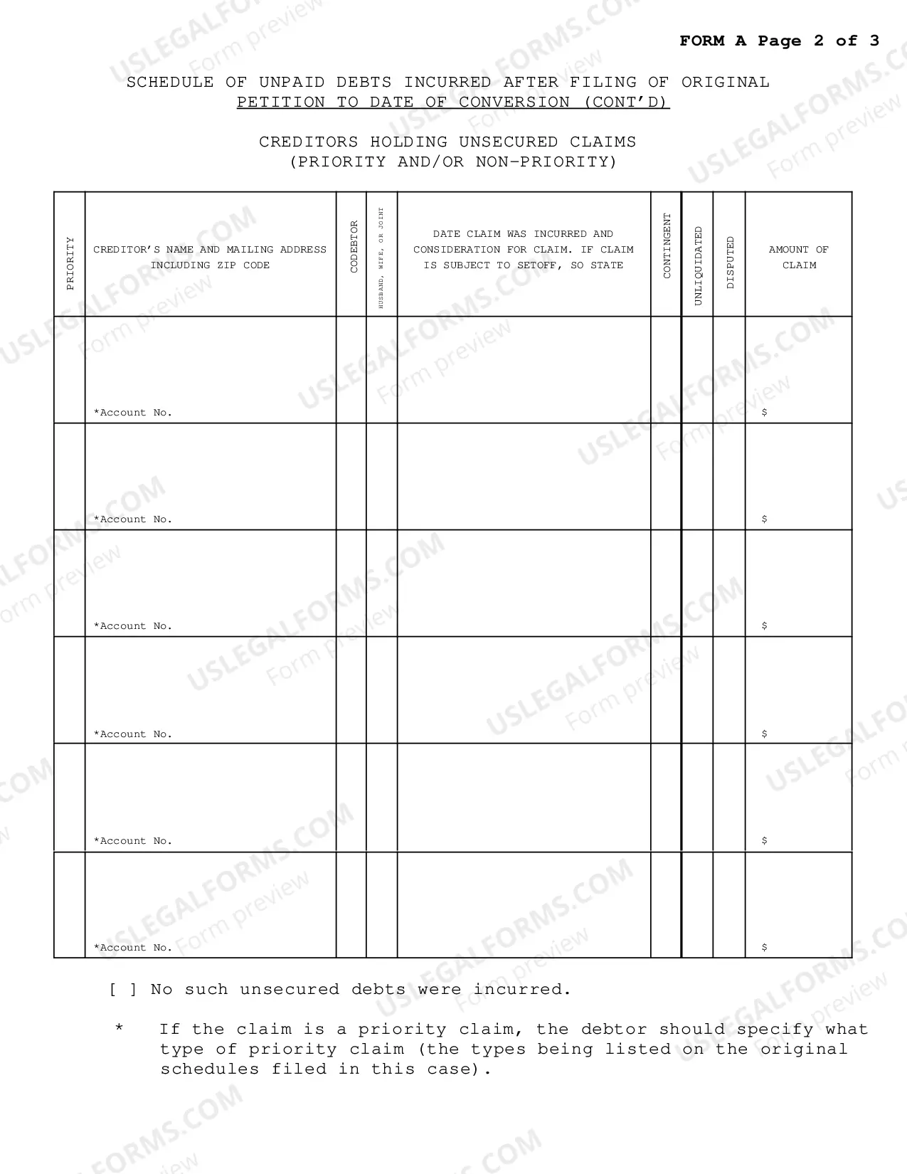 Preview Conversion Packet Chapter 13 To Chapter 7-Conversion Before Confirmation