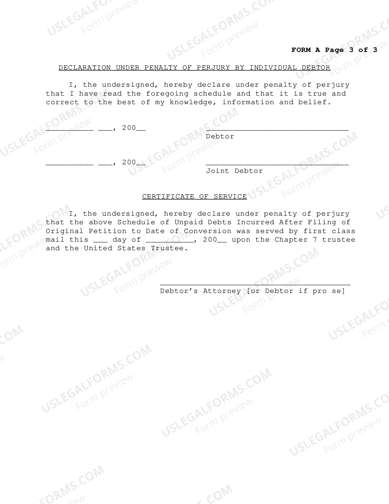Preview Conversion Packet Chapter 13 To Chapter 7-Conversion After Confirmation