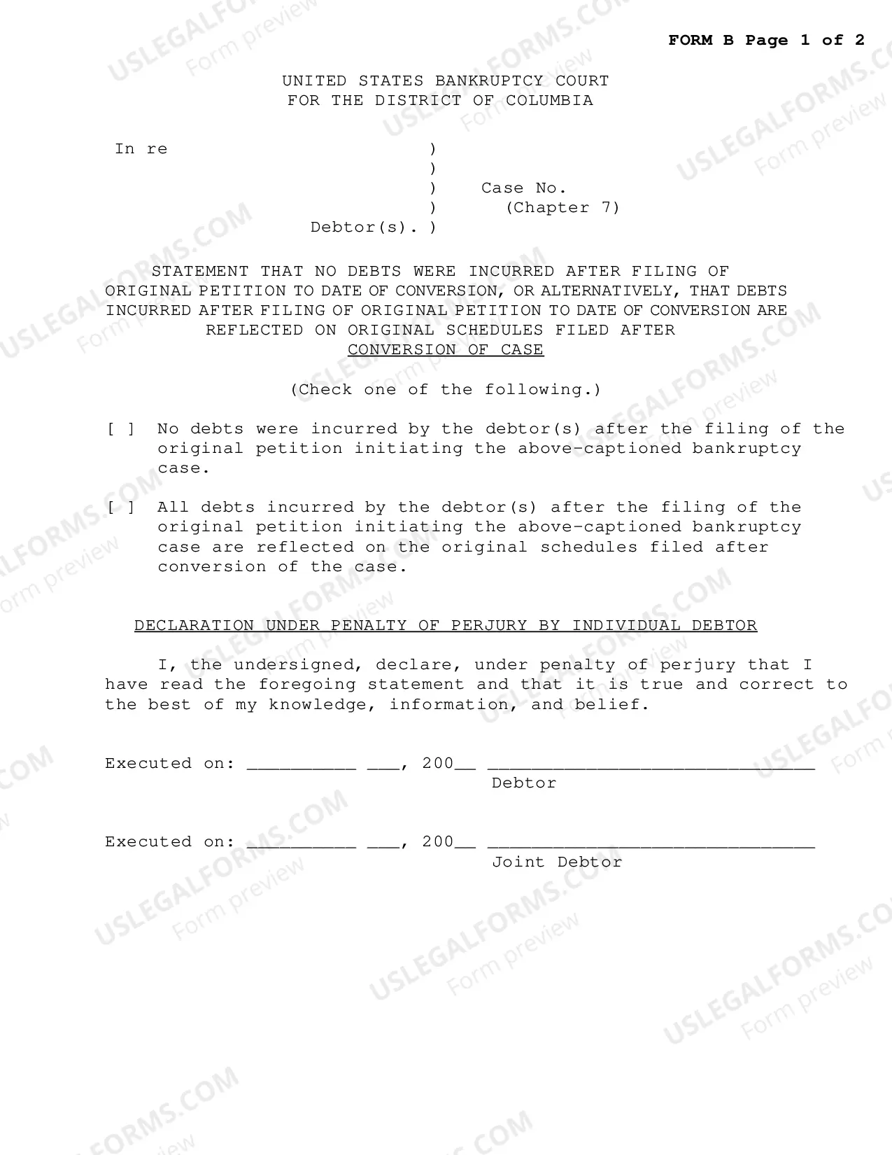 Preview Conversion Packet Chapter 13 To Chapter 7-Conversion After Confirmation