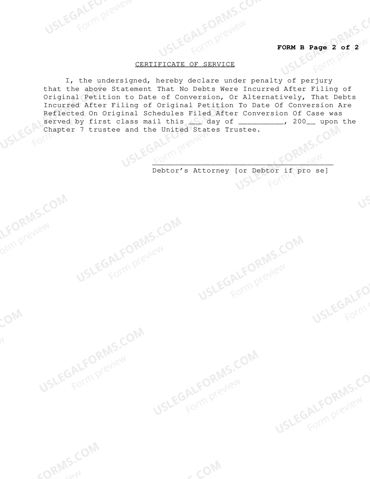 Preview Conversion Packet Chapter 13 To Chapter 7-Conversion After Confirmation