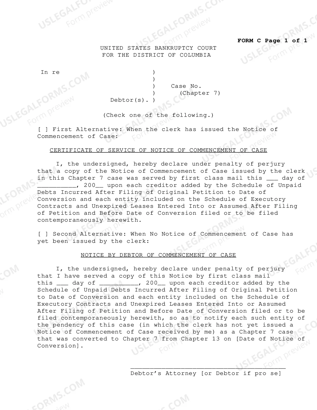 Preview Conversion Packet Chapter 13 To Chapter 7-Conversion After Confirmation
