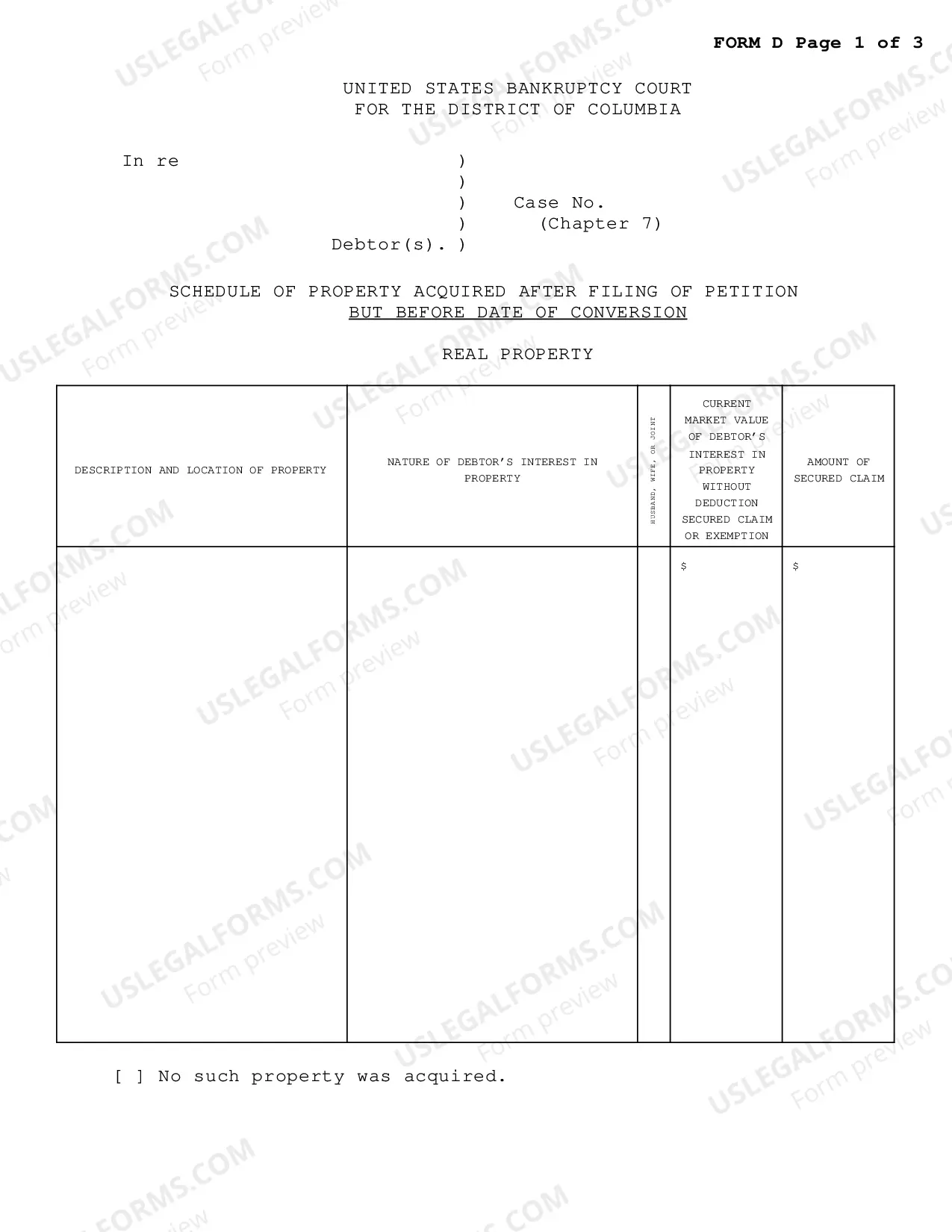 Preview Conversion Packet Chapter 13 To Chapter 7-Conversion After Confirmation