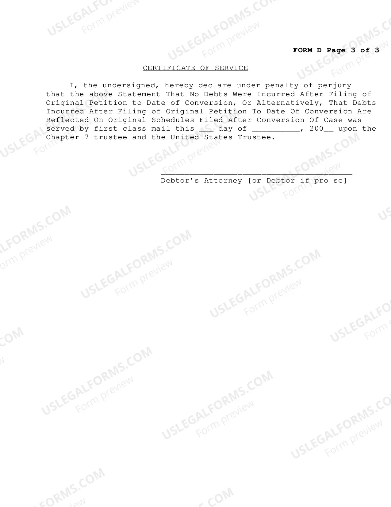 Preview Conversion Packet Chapter 13 To Chapter 7-Conversion After Confirmation
