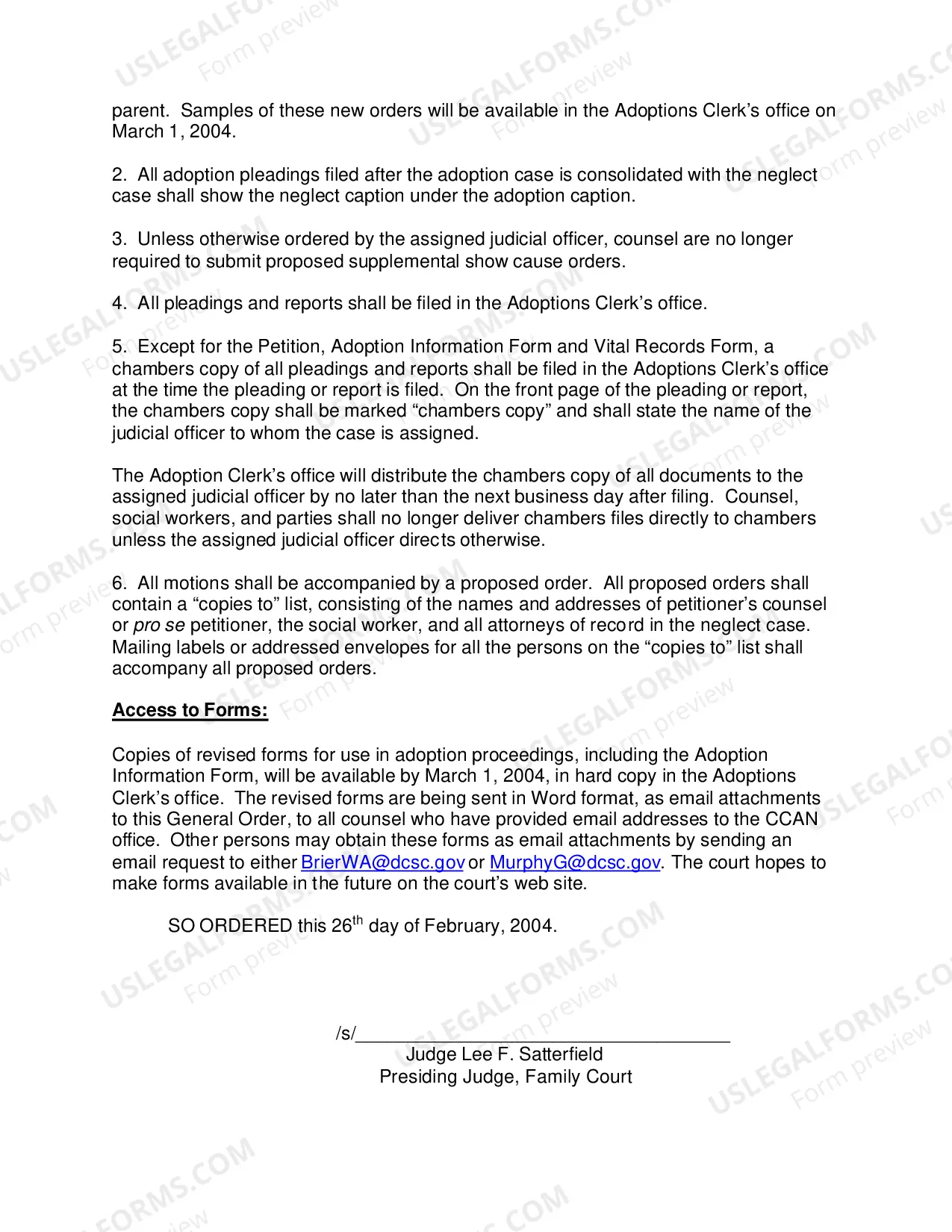 Preview General Order Concerning Adoption Cases